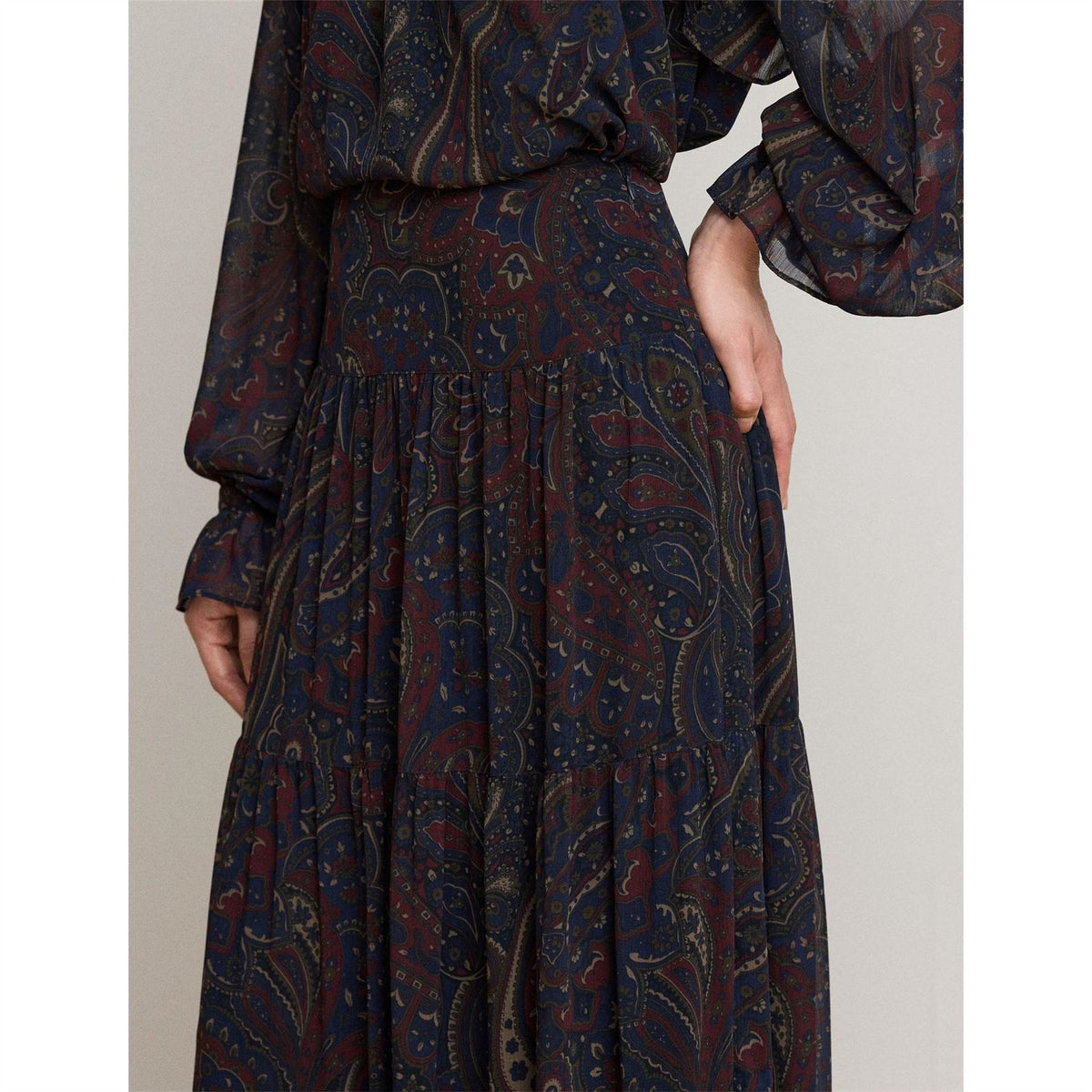 Lauren by Ralph Lauren Paisley Sheer Maxi Skirt