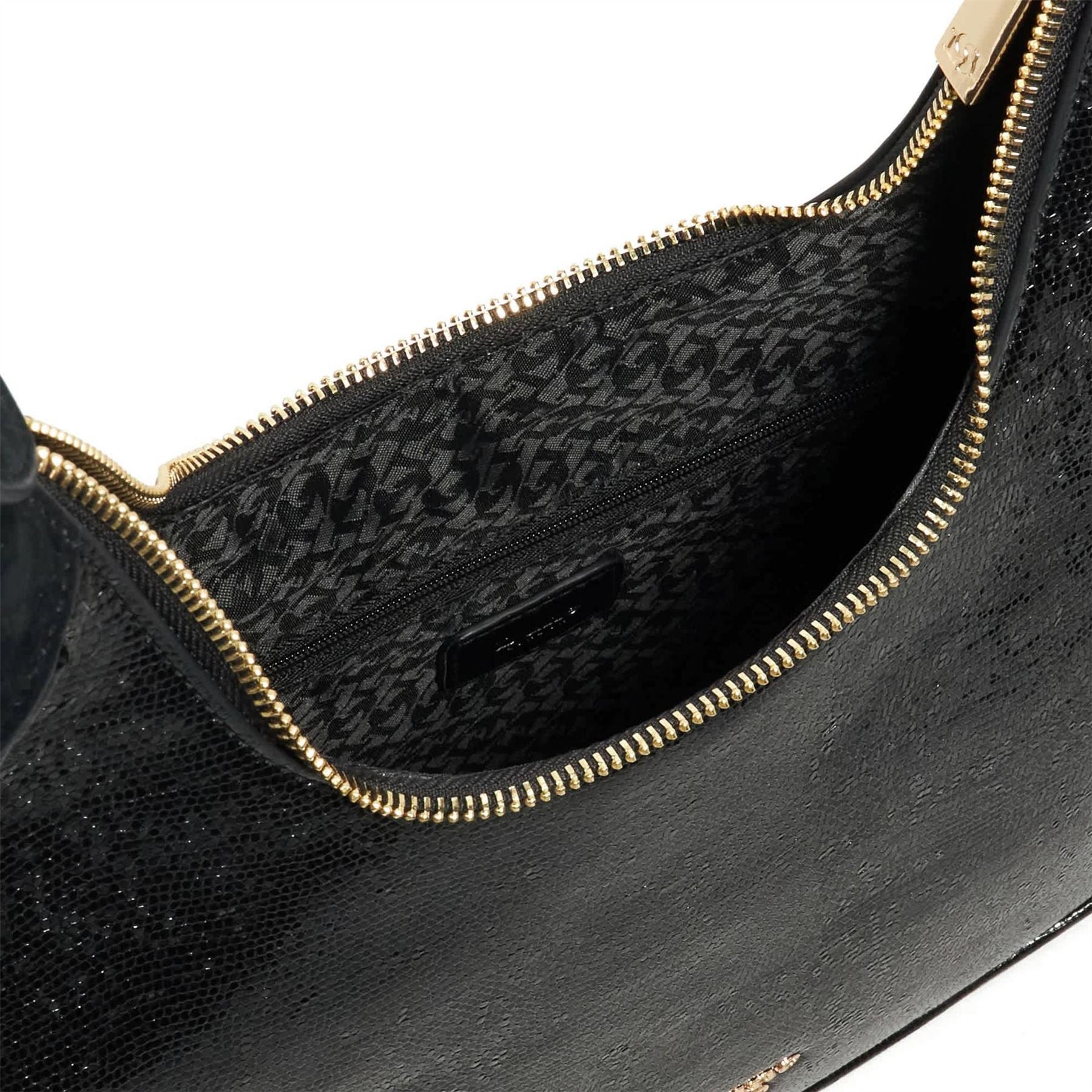 Dune London Dedicated Textured Crescent Hobo Bag Gold Tone