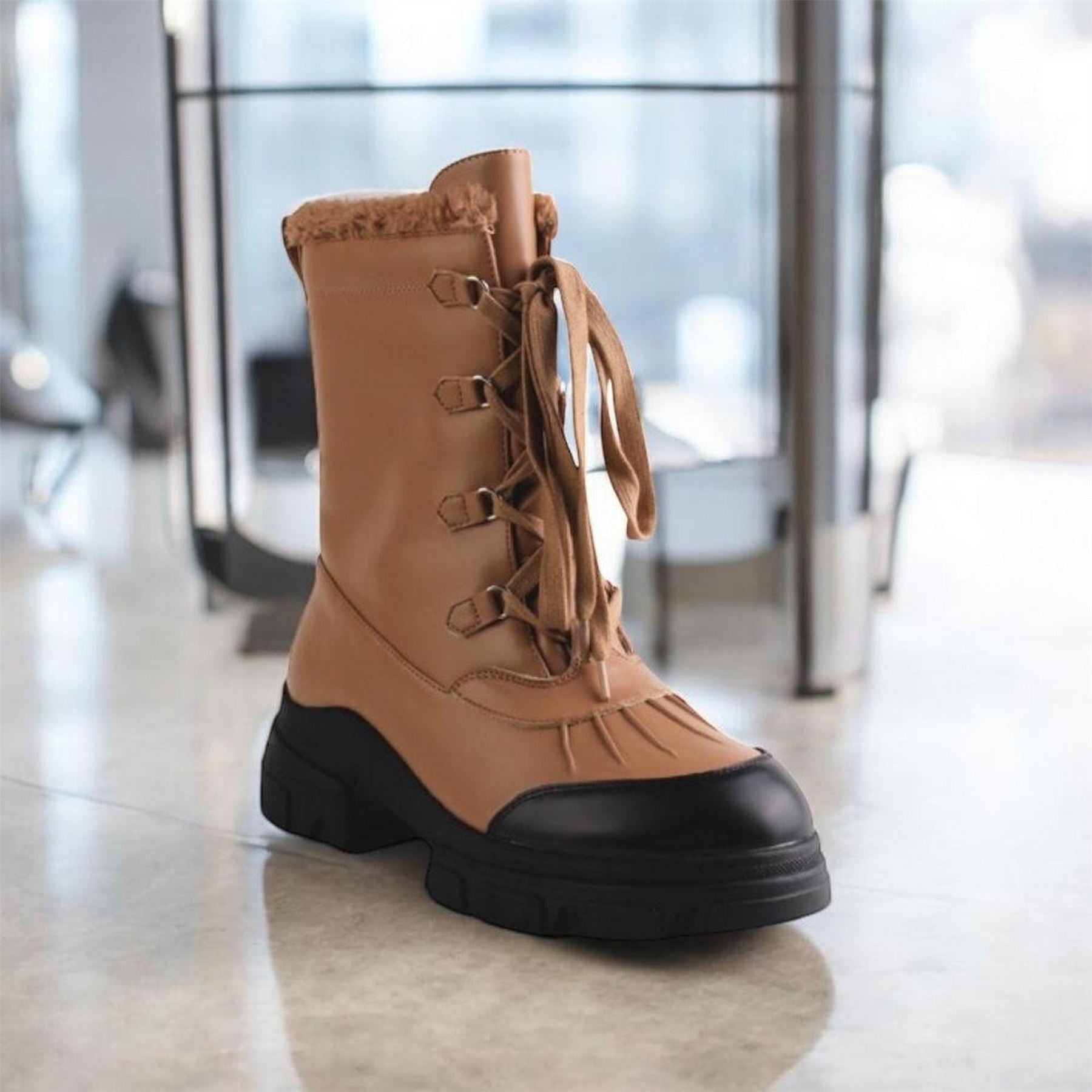 Wheres That From Lace-Up Ankle Winter Boots with Lug Sole
