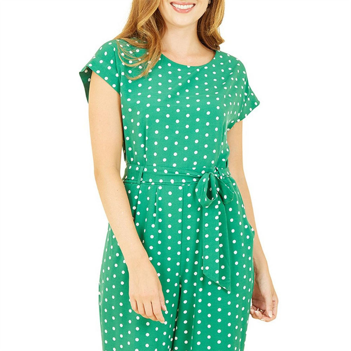 Yumi Spot Print Crew Neck Jumpsuit