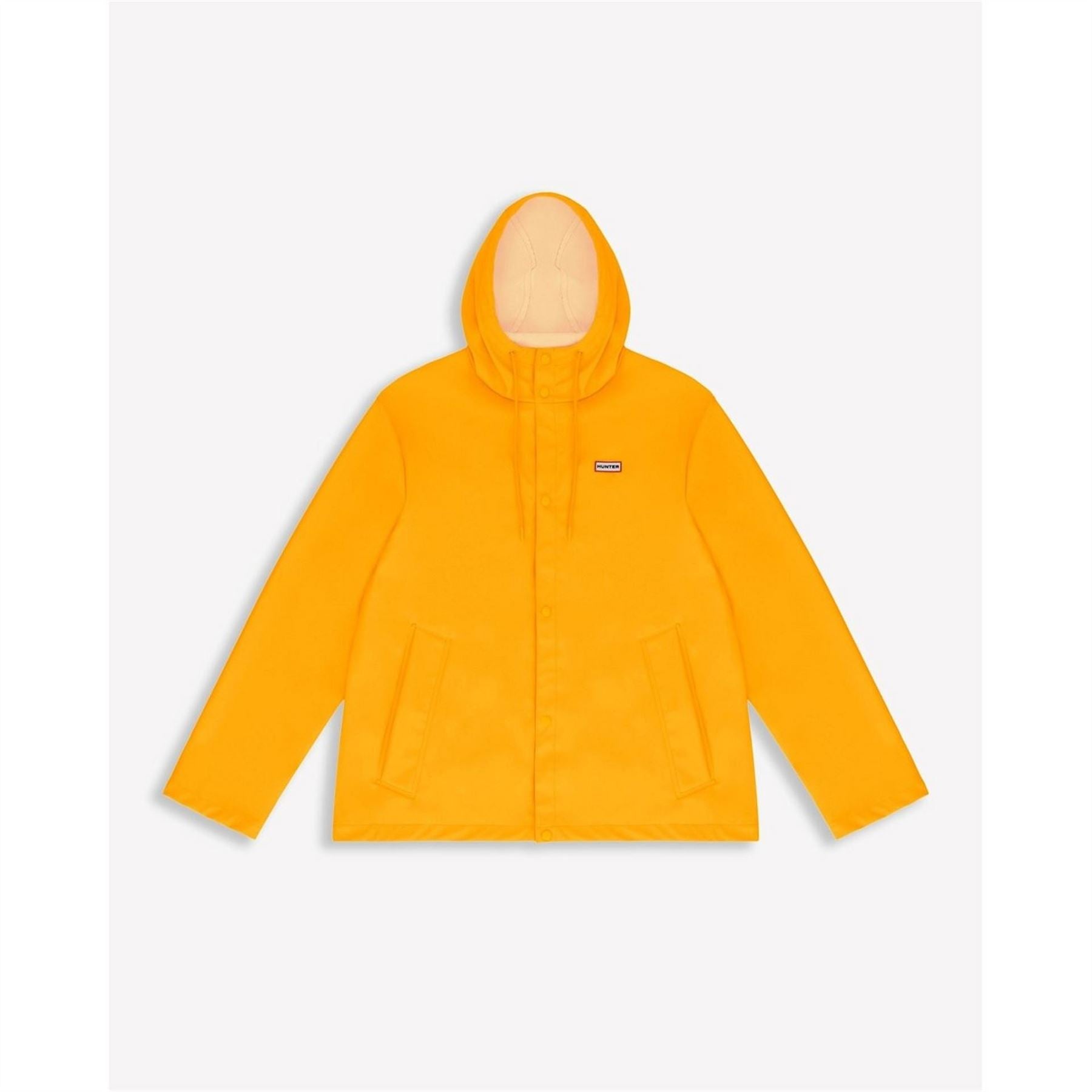 Hunter Solid Patterned Hooded Snap Button Rain Jacket