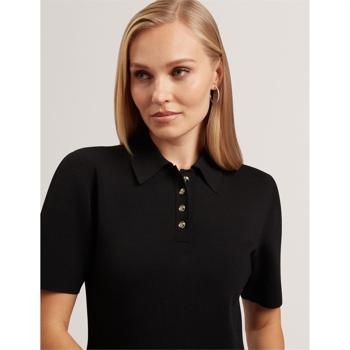 Ted Baker Knit Collared Neck Short Sleeve Mini Dress