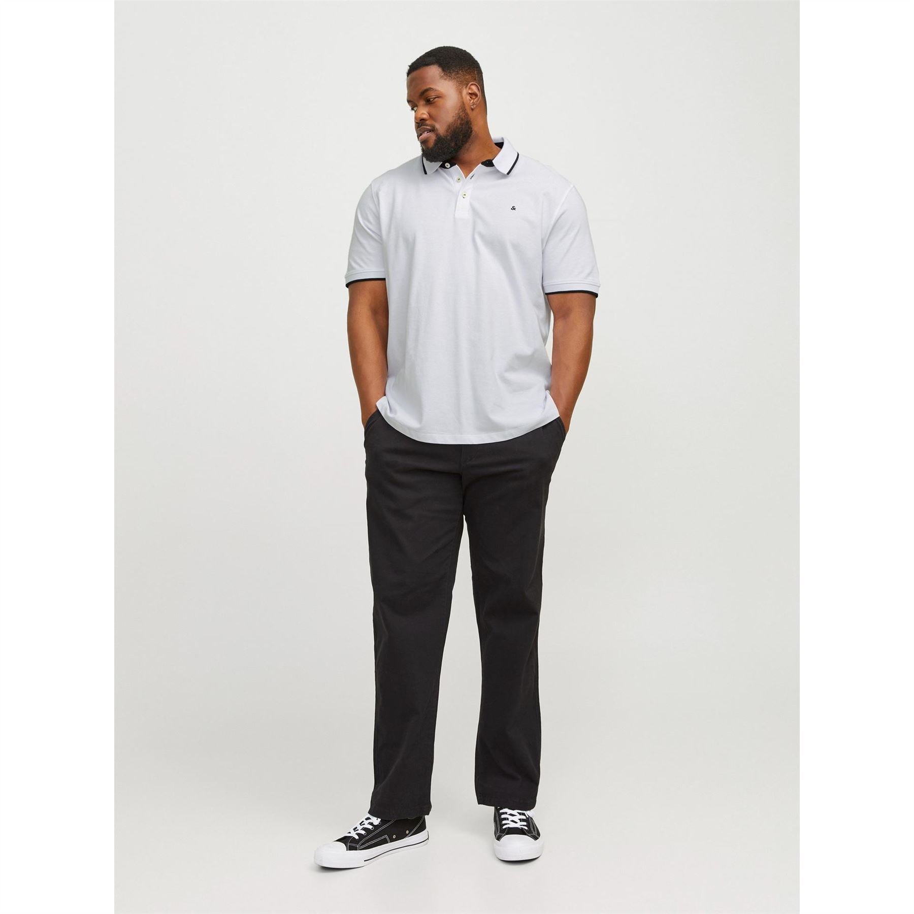 Jack and Jones Mens Paulos Tipped Pique Short Sleeve Polo Shirt Plus Size