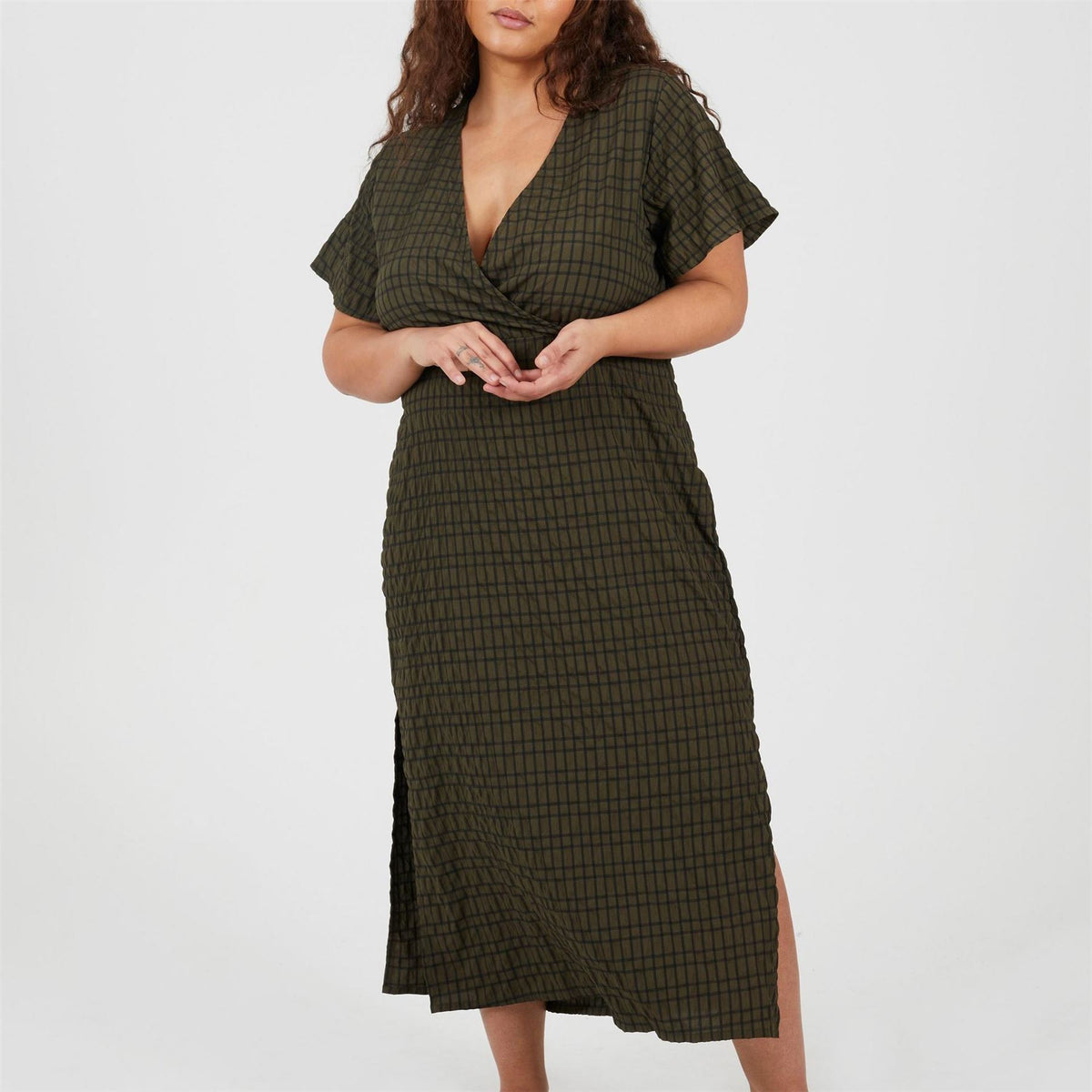 Brave Soul Plus Size Midi Dress With Tie Detail