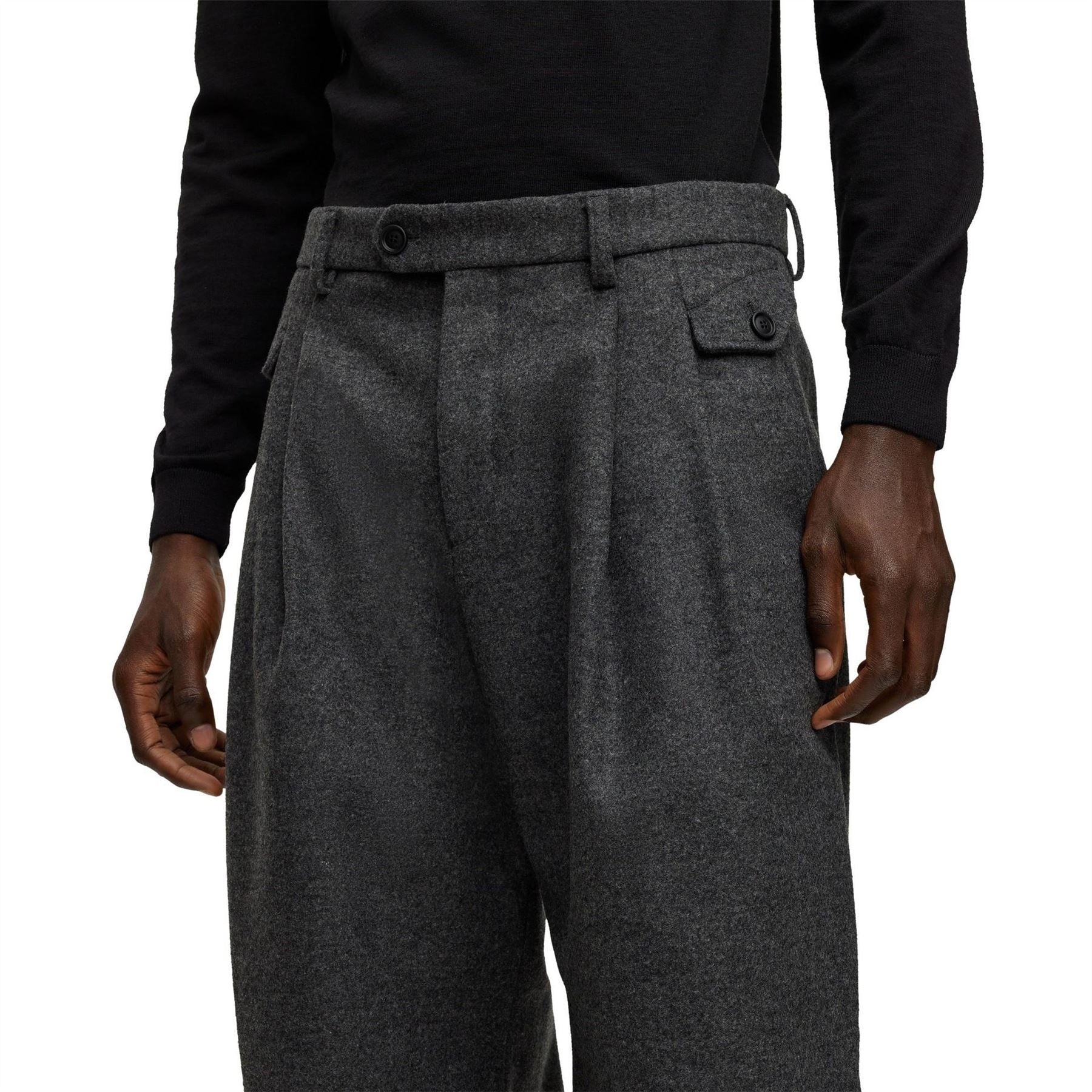 Boss Solid Patterned Wide Leg Trousers