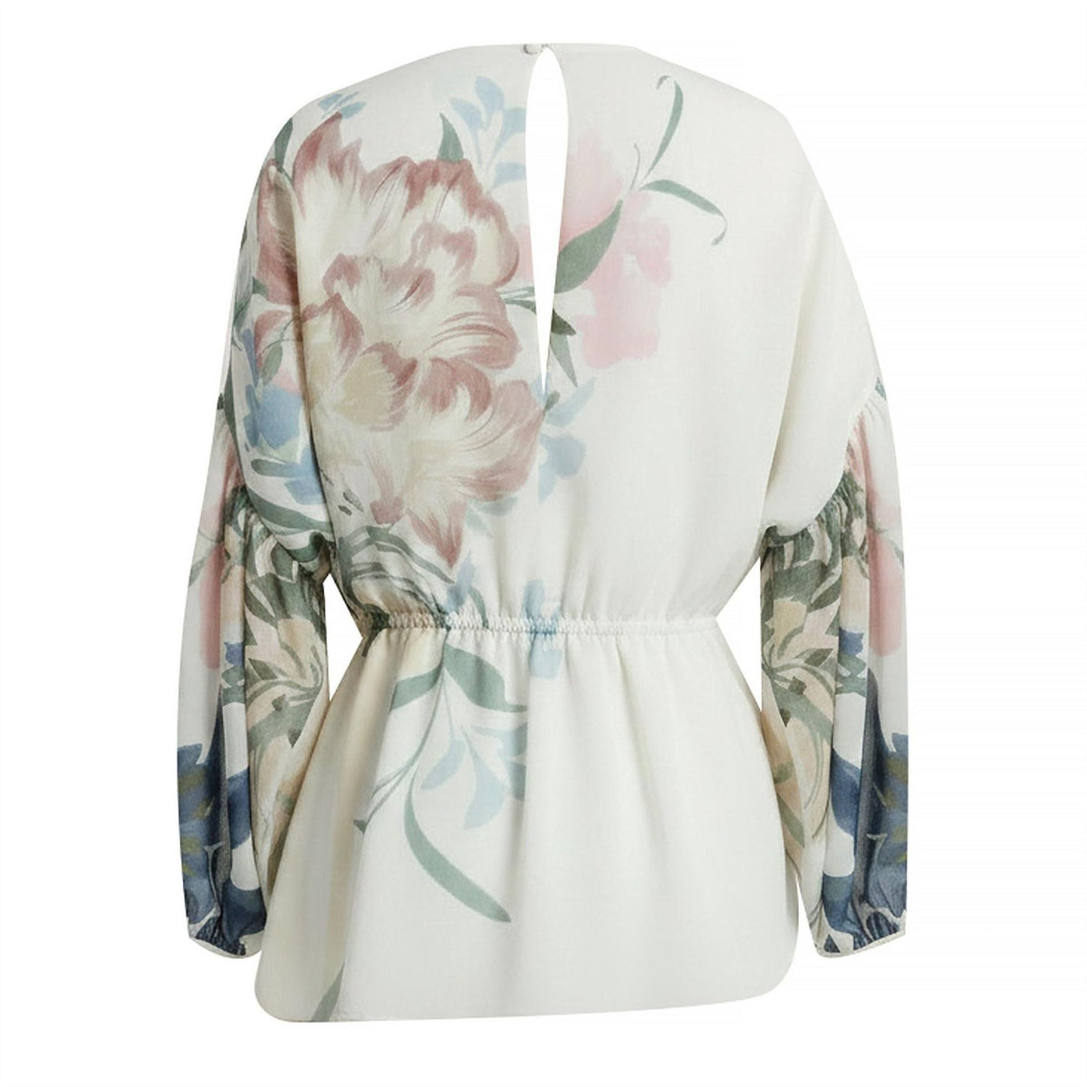 Ted Baker Baker Soft Blooms Puff Sleeve Peplum Top