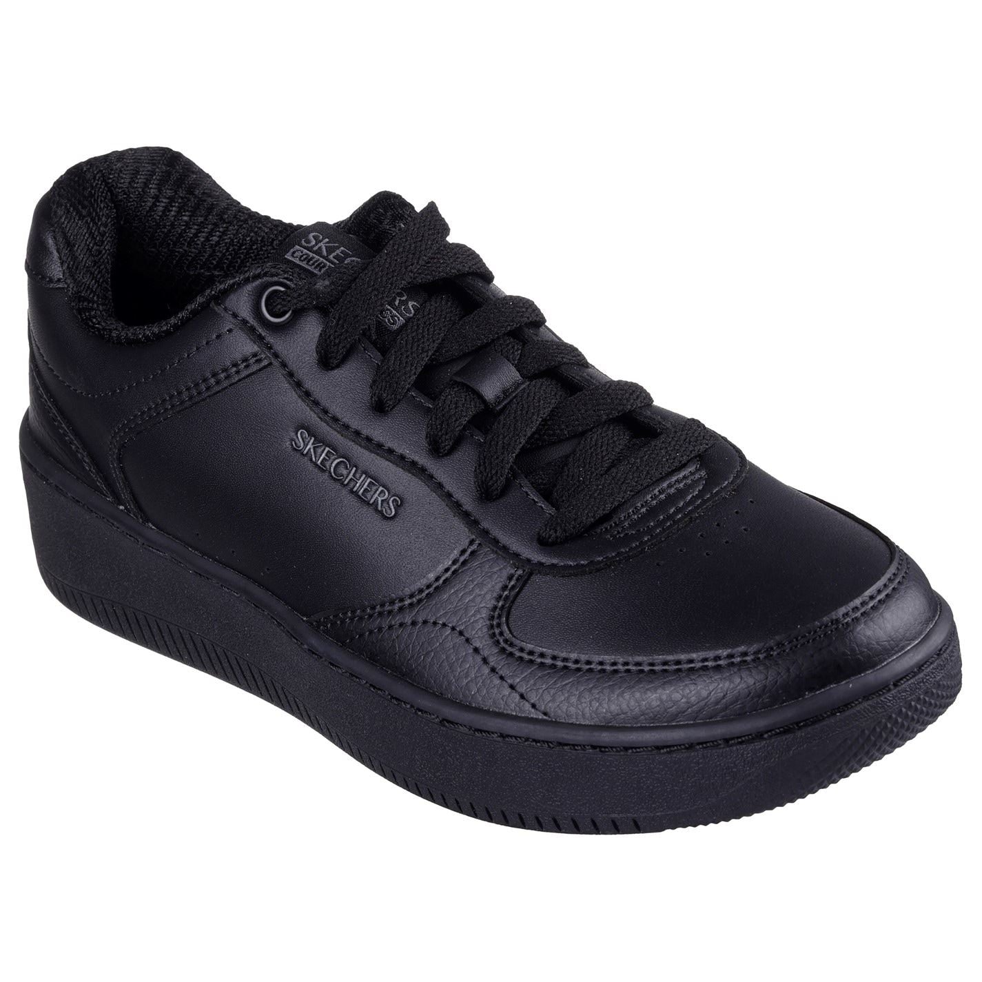 Skechers Duraleather Overlay Lace Up Low Top Trainers