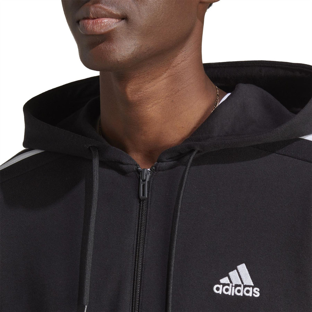 adidas Mens French Terry 3 Stripes Zip Hoodie