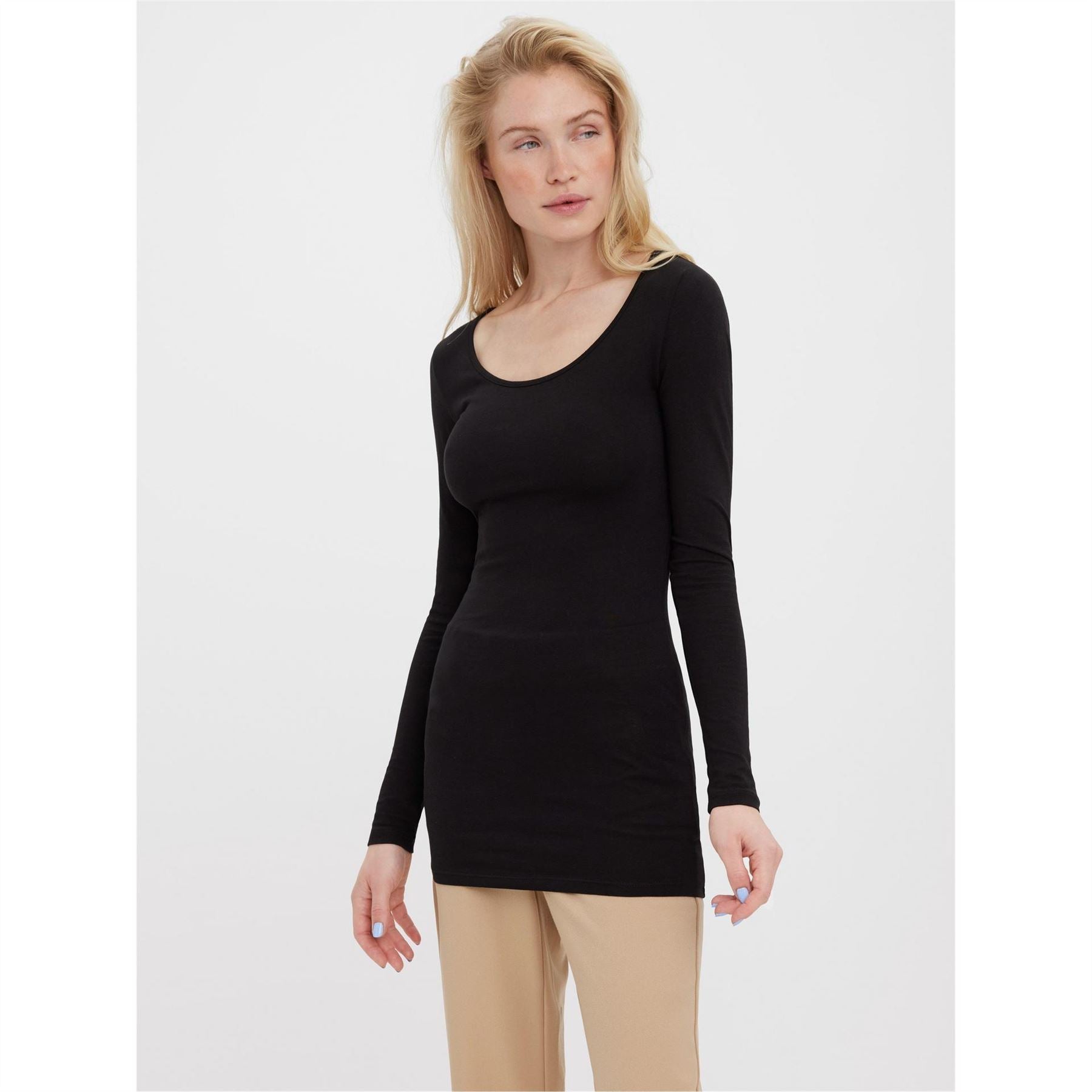 Vero Moda Slim Fit Scoop Neck Long Sleeve T-Shirt
