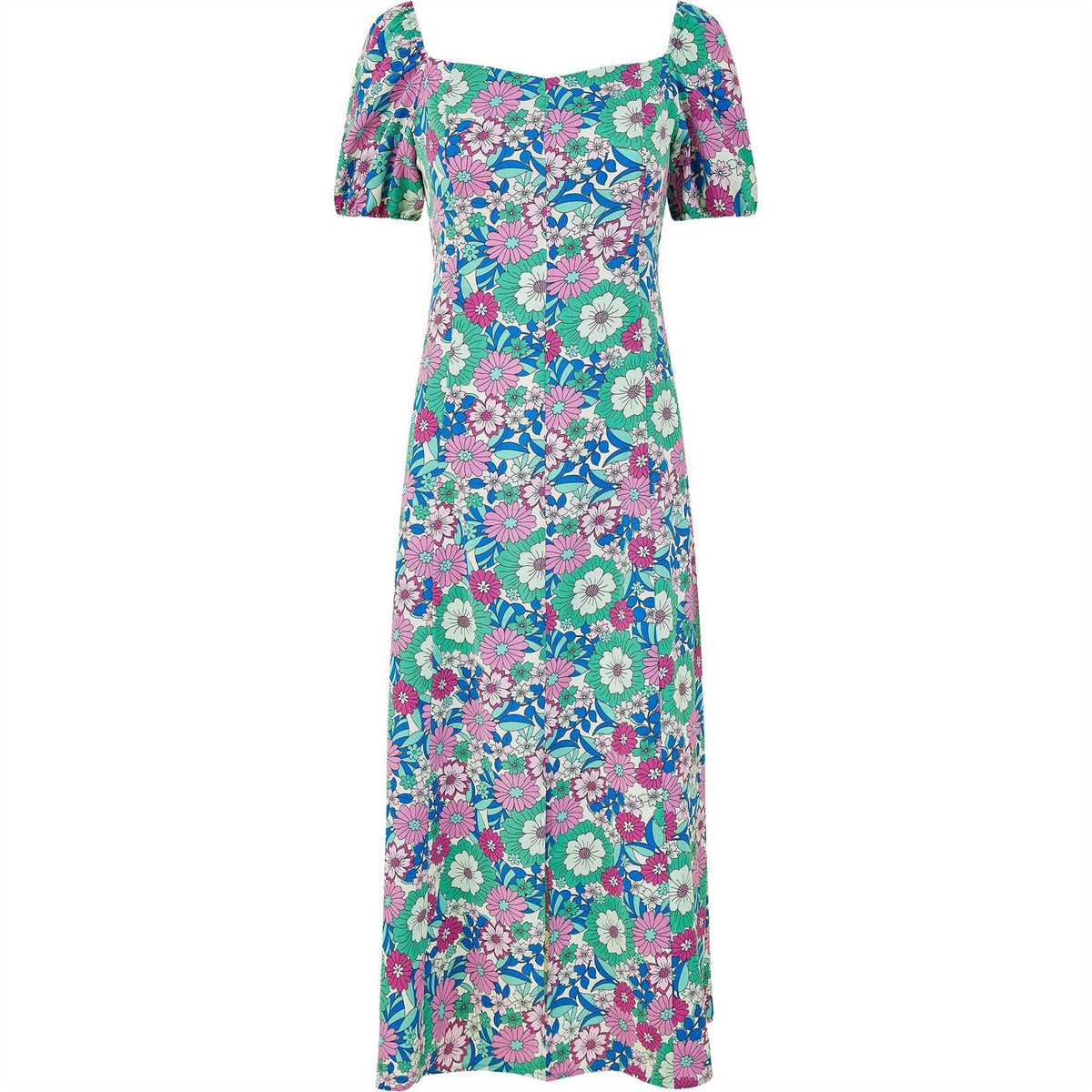 Mela London Retro Flower Print Midi Dress