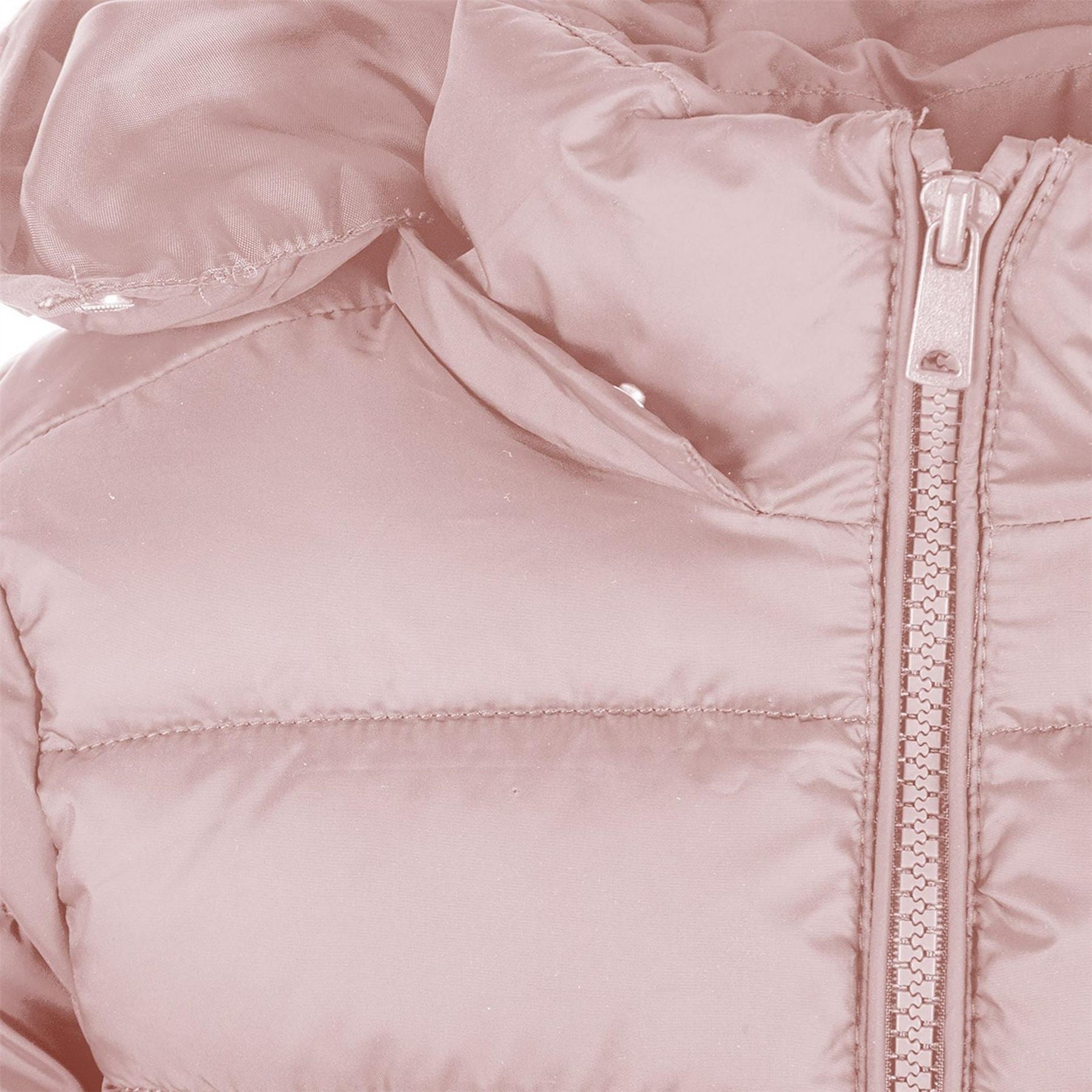 Minoti Girls Quilted Jacket With Zip Removable Hood Pink