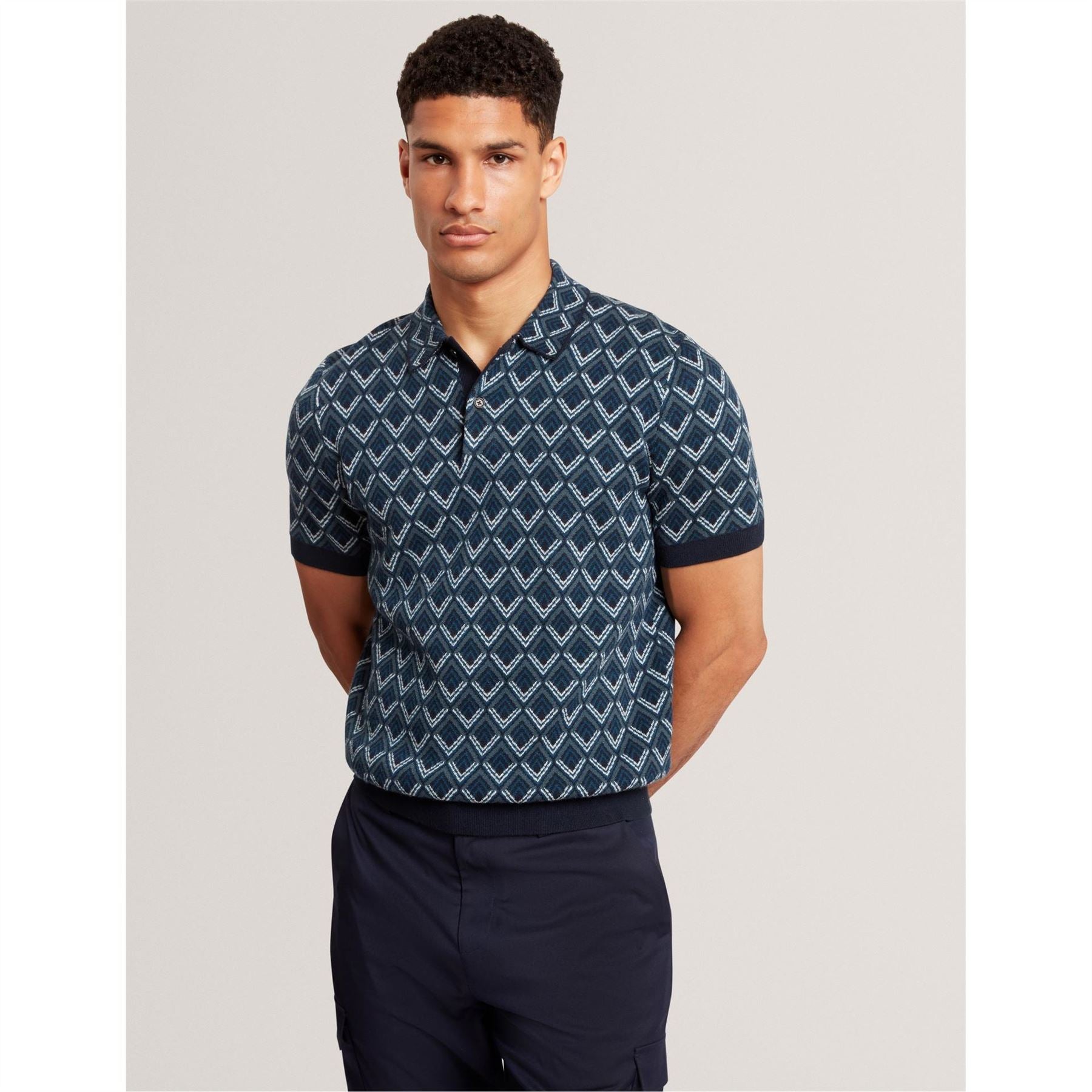 Ted Baker Jacquard Collared Neck Short Sleeve Polo Shirt