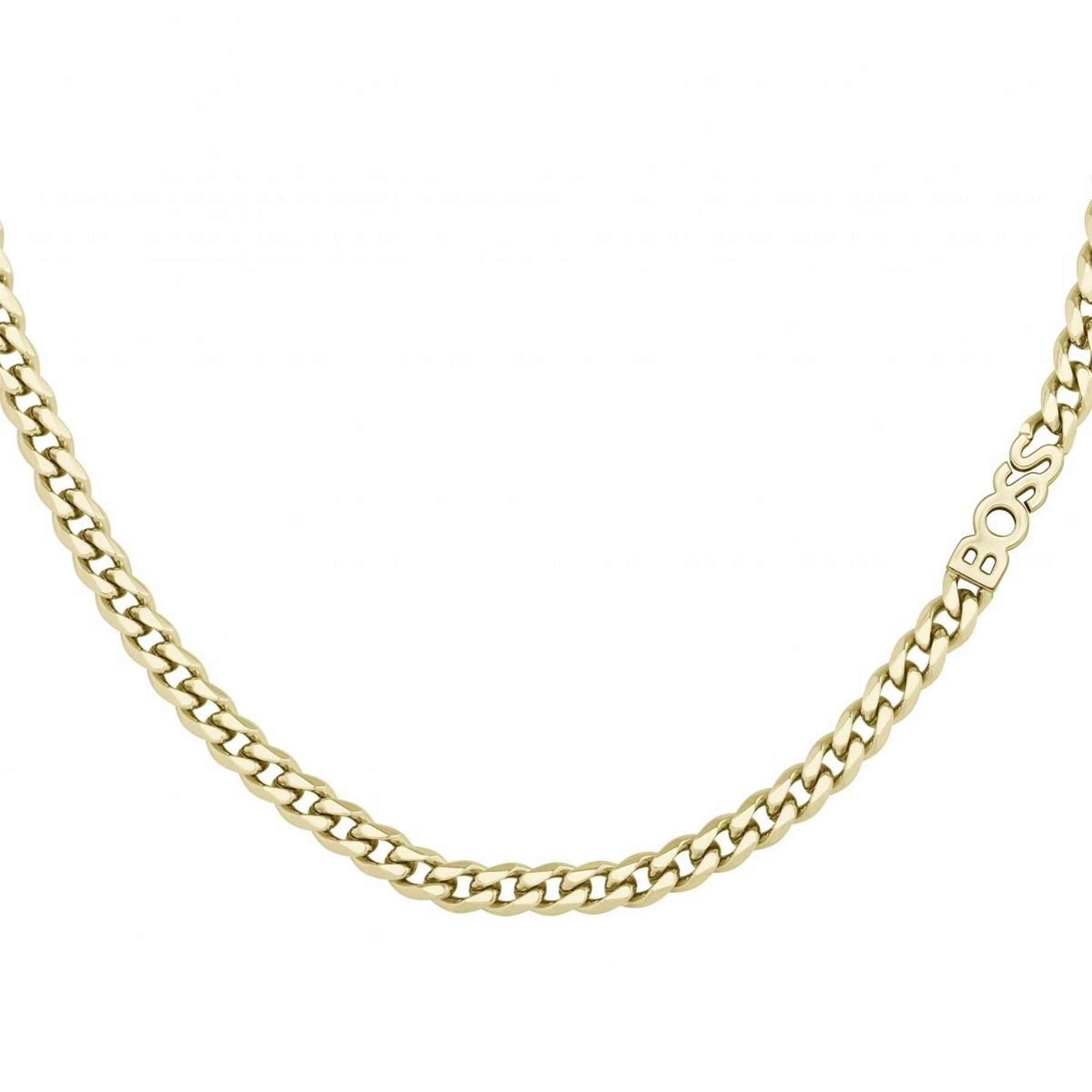 Boss  Gold Ip Plated Chain Link Logo Necklace
