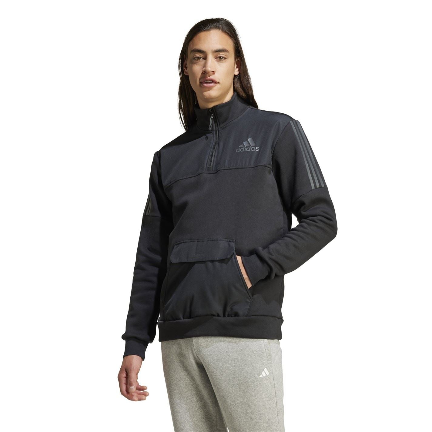 adidas Mens Quarter Zip Tech Track Jacket