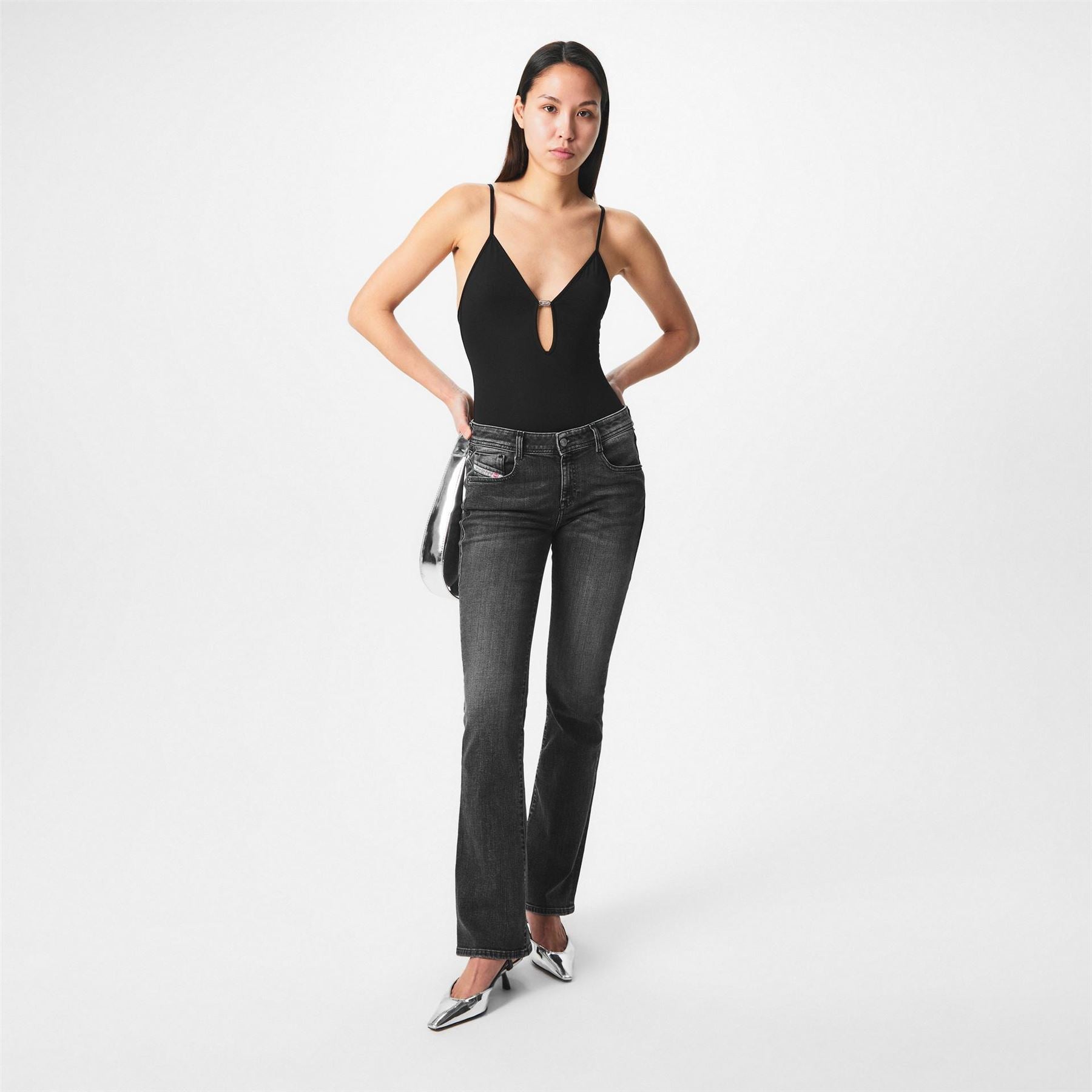 Diesel Cropped V-Neck Slim Fit Bodysuit