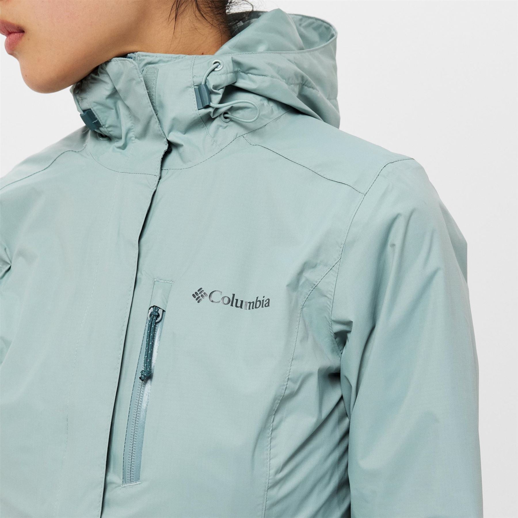 Columbia Pour Solid Patterned Hooded Rain Jacket
