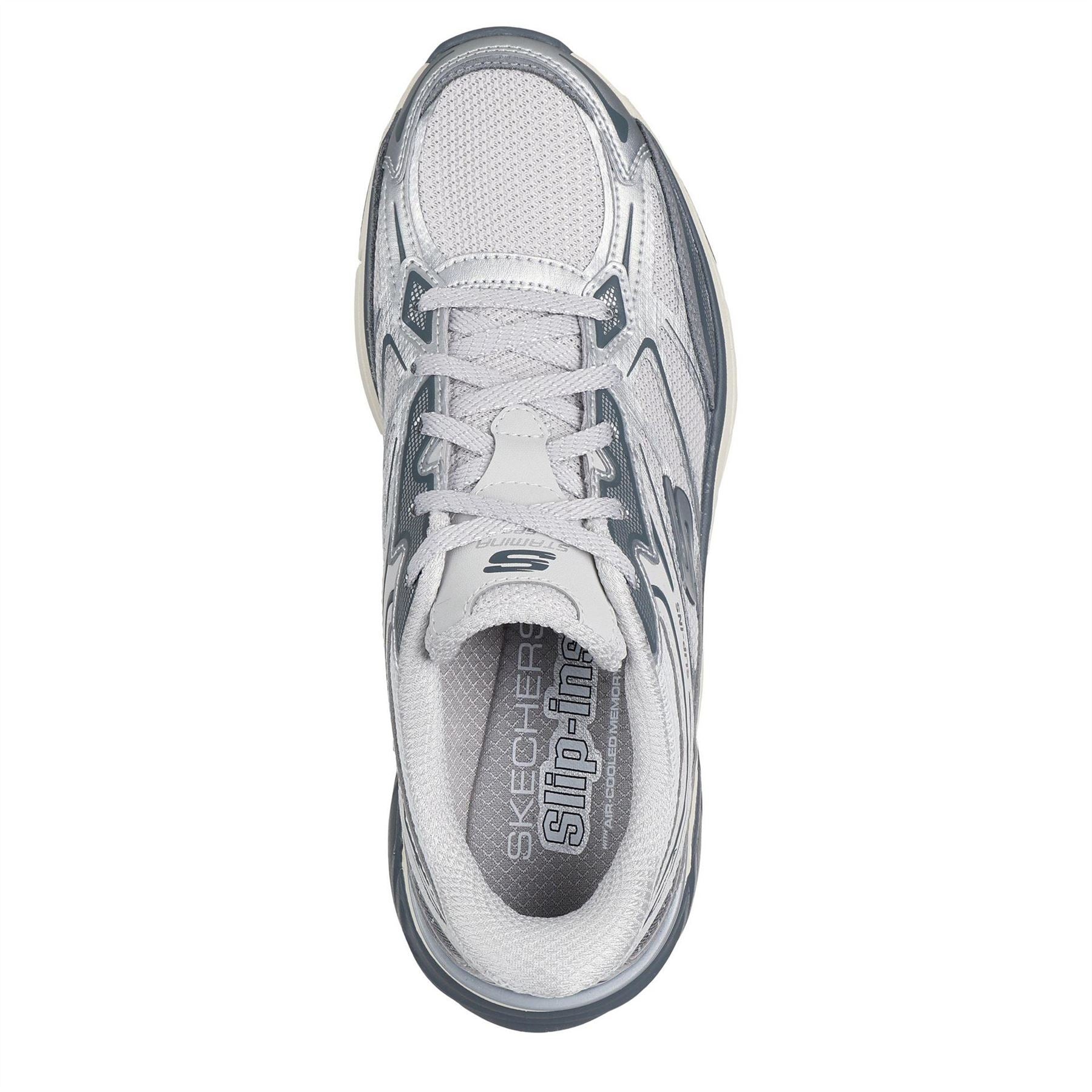 Skechers Womens Overlay Mesh Lace Up Slip  Runners
