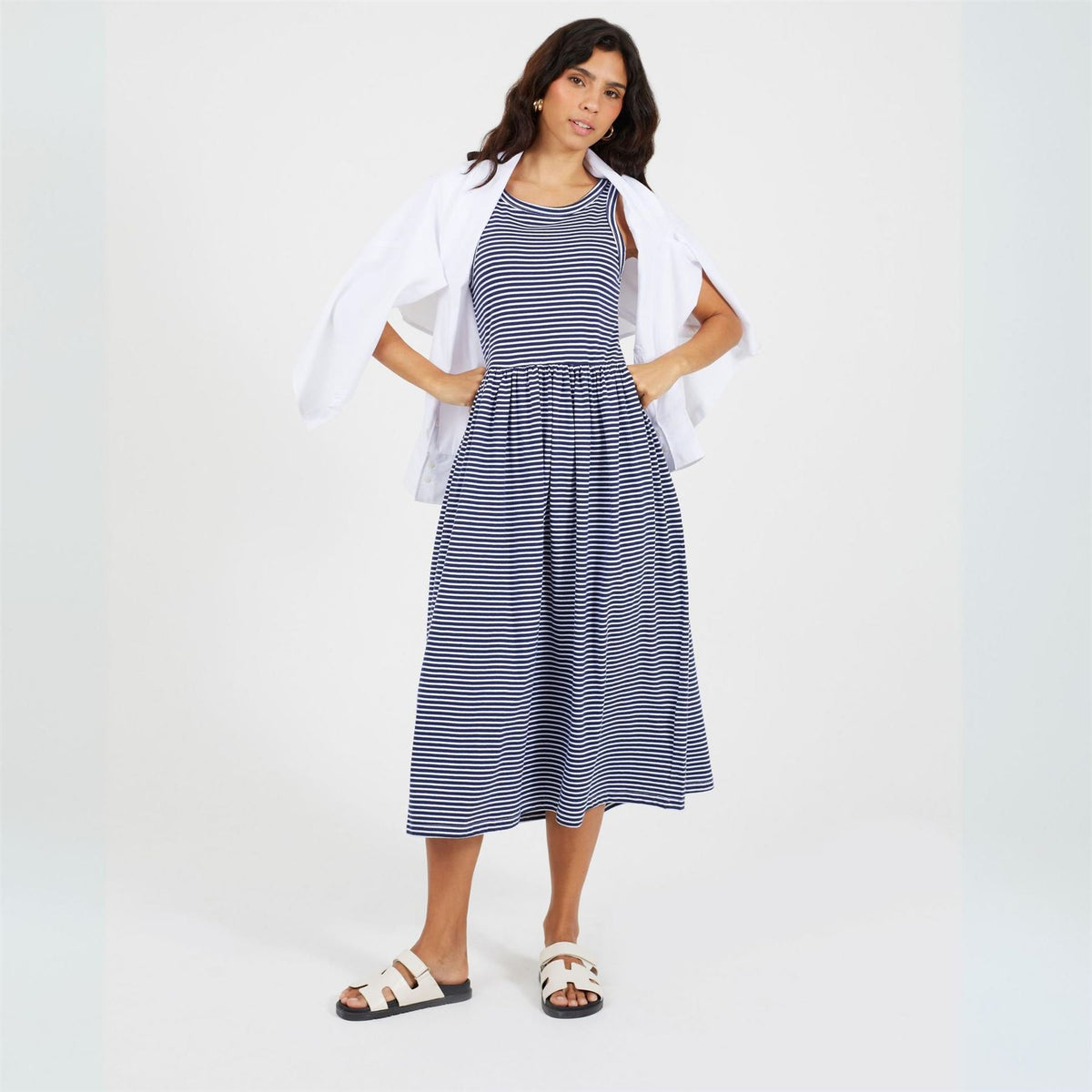 Brave Soul Scoop Neck Sleeveless Midi A-Line Dress