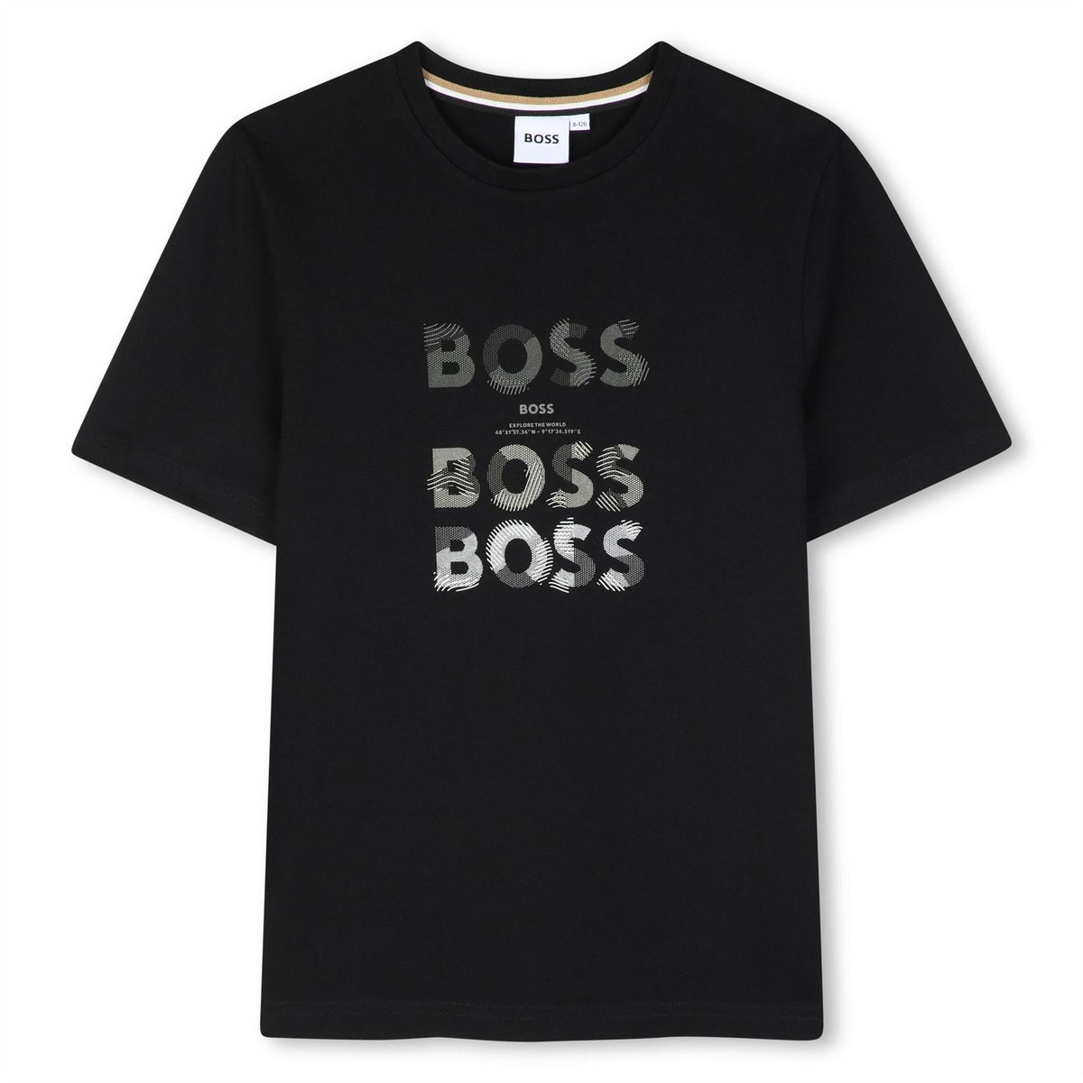 Boss Multi Logo Cotton Crew Neck Short Sleeve T-Shirt