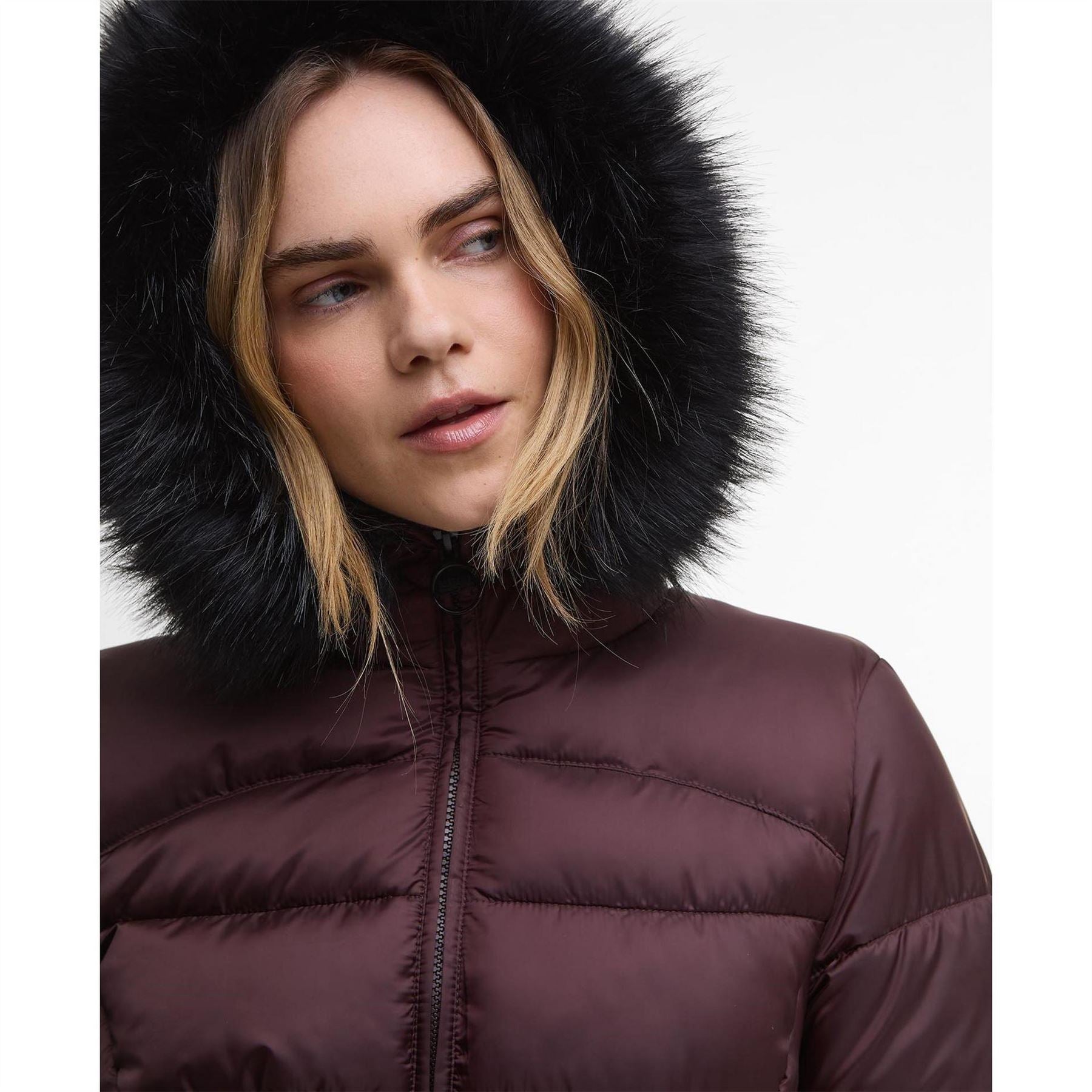 Barbour International Cher Detachable Hood Long Sleeve Medium Puffer Jacket