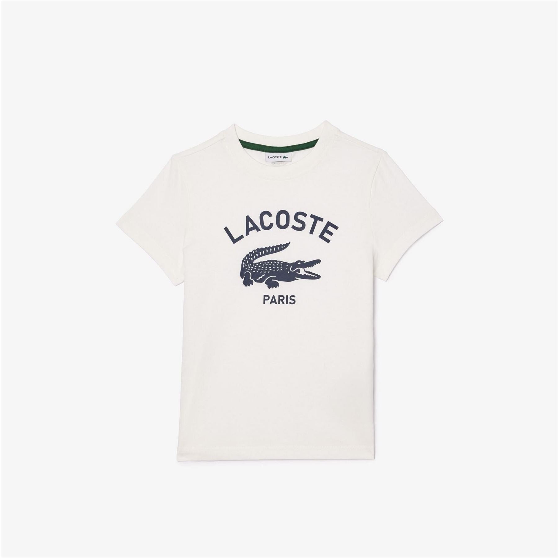 Lacoste Junior Crocodile Print Lacoste Lettering Regular Fit Crew Neck T-Shirt
