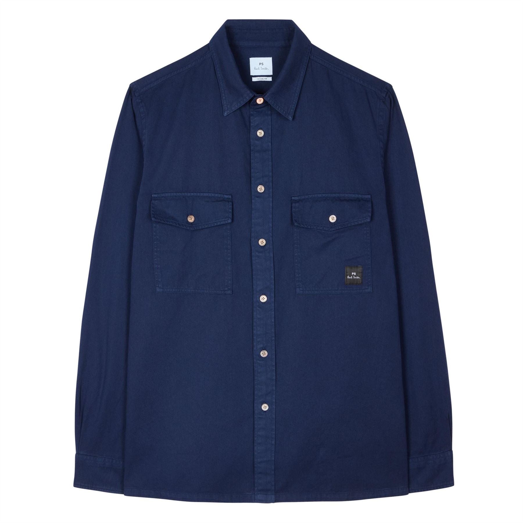 PS Paul Smith Solid Patterned Overshirt with Chest Pocket