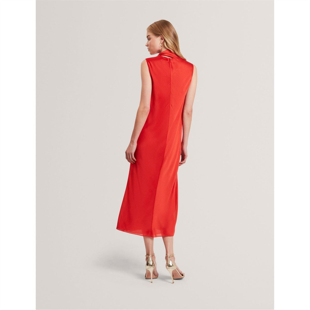 Ted Baker Tie Neck Sleeveless Midi Sheath Dress