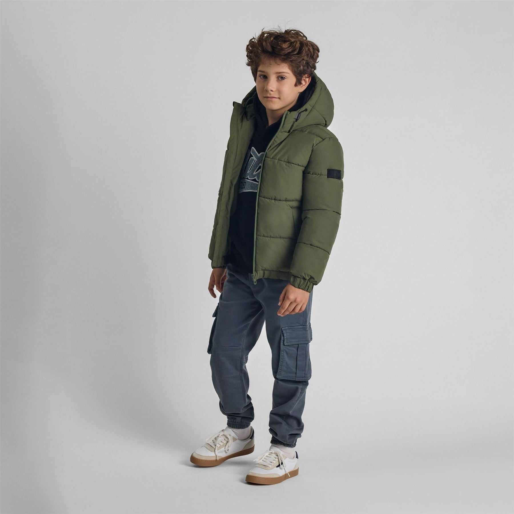 Minoti Boys Ripstop Jacket With High Collar And Elastic Cuffs Khaki