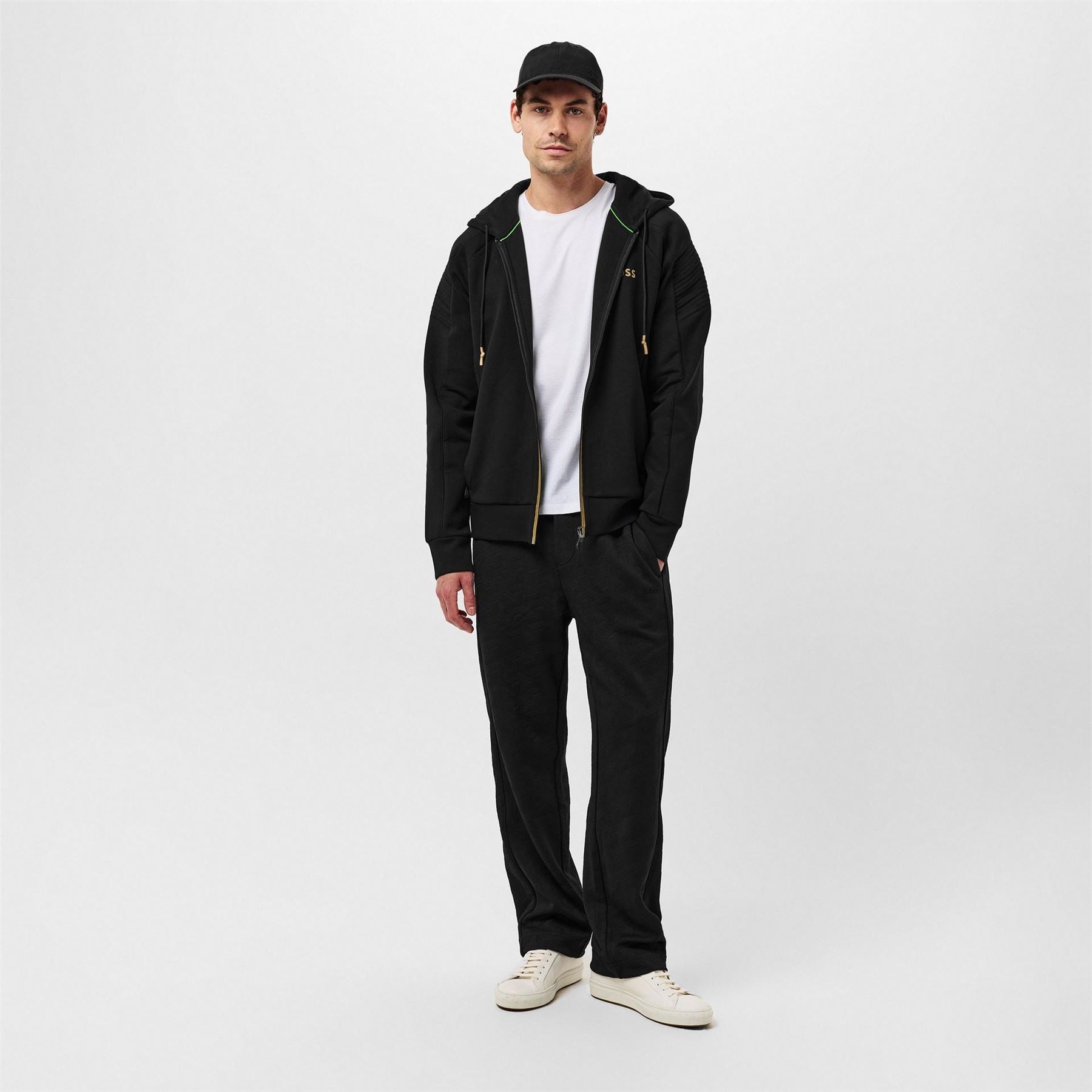 Boss BOSS GREEN Full Zip Hoodie with Adjustable Drawstring Hood   Streamlined Design