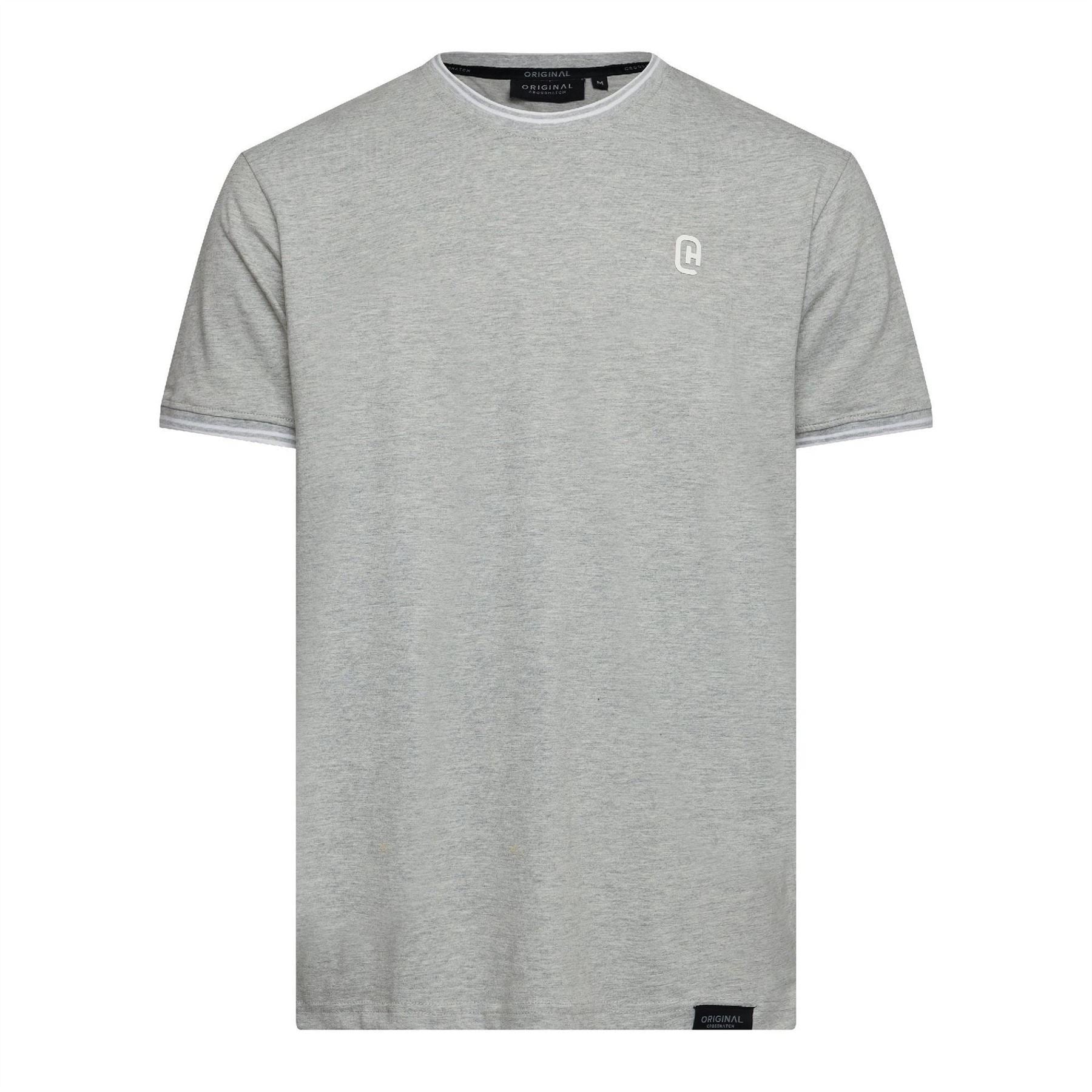 Crosshatch Preece Hem Label Patch Crew Neck Short Sleeve T-Shirt
