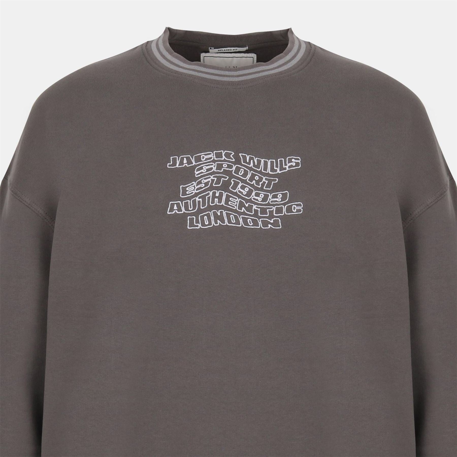 Jack Wills Tipped Graphic Cotton Long Sleeve Oversized Fit Crew Sweatshirt