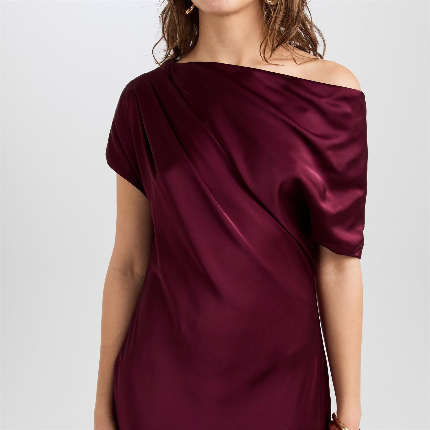 Lauren by Ralph Lauren Neagan Asymmetric Neck Short Sleeve Maxi Gown