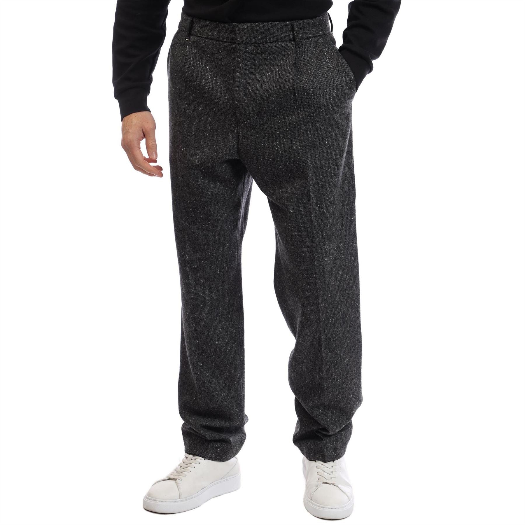 Boss Peter Pleated Heathered Patterned Straight Trousers