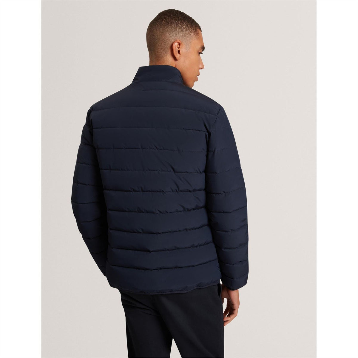 Ted Baker Horizontal Stripe Patterned Puffer Jacket with Zipped Pocket