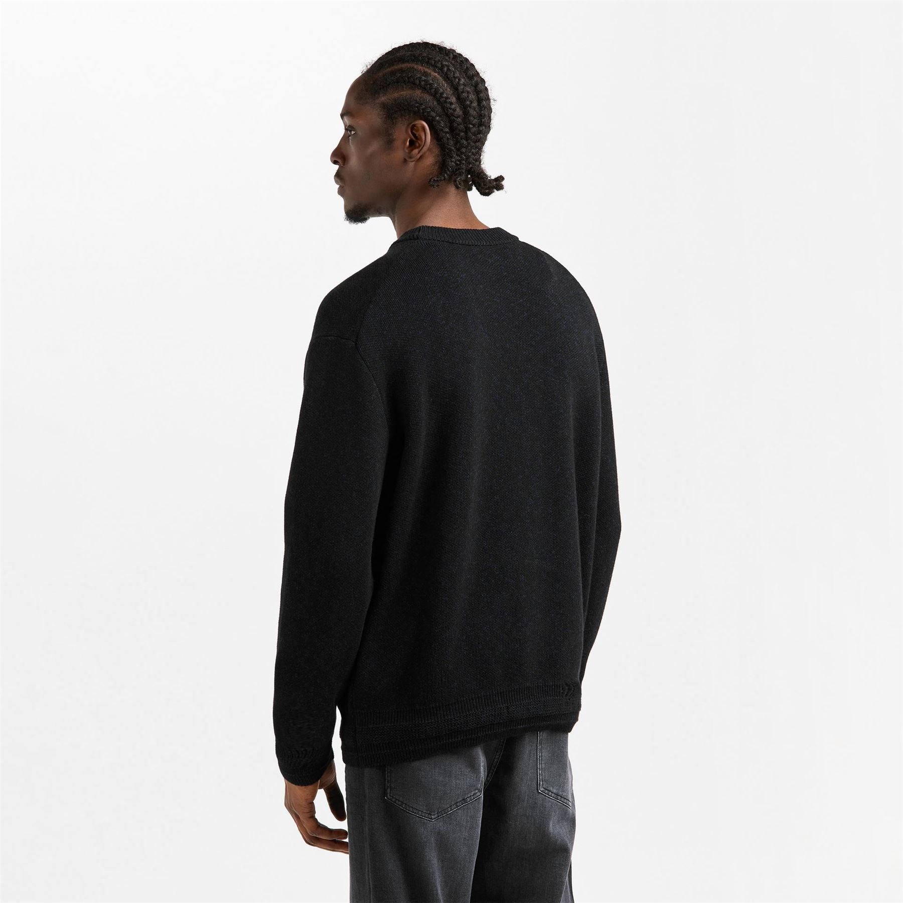 Boss Crew Neck Ribbed Collar Long Sleeve Sweater