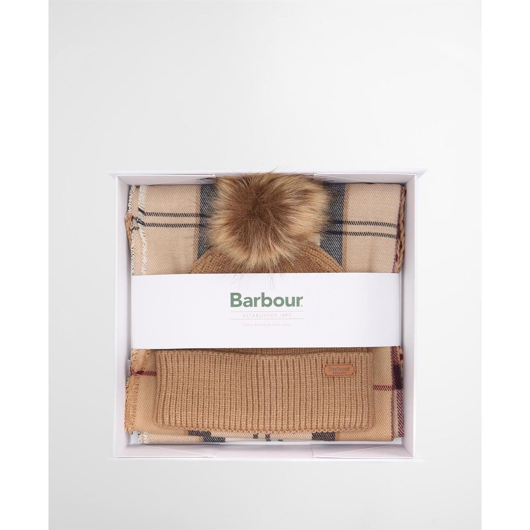 Barbour Beanie  And  Hailes Scarf Gift Set
