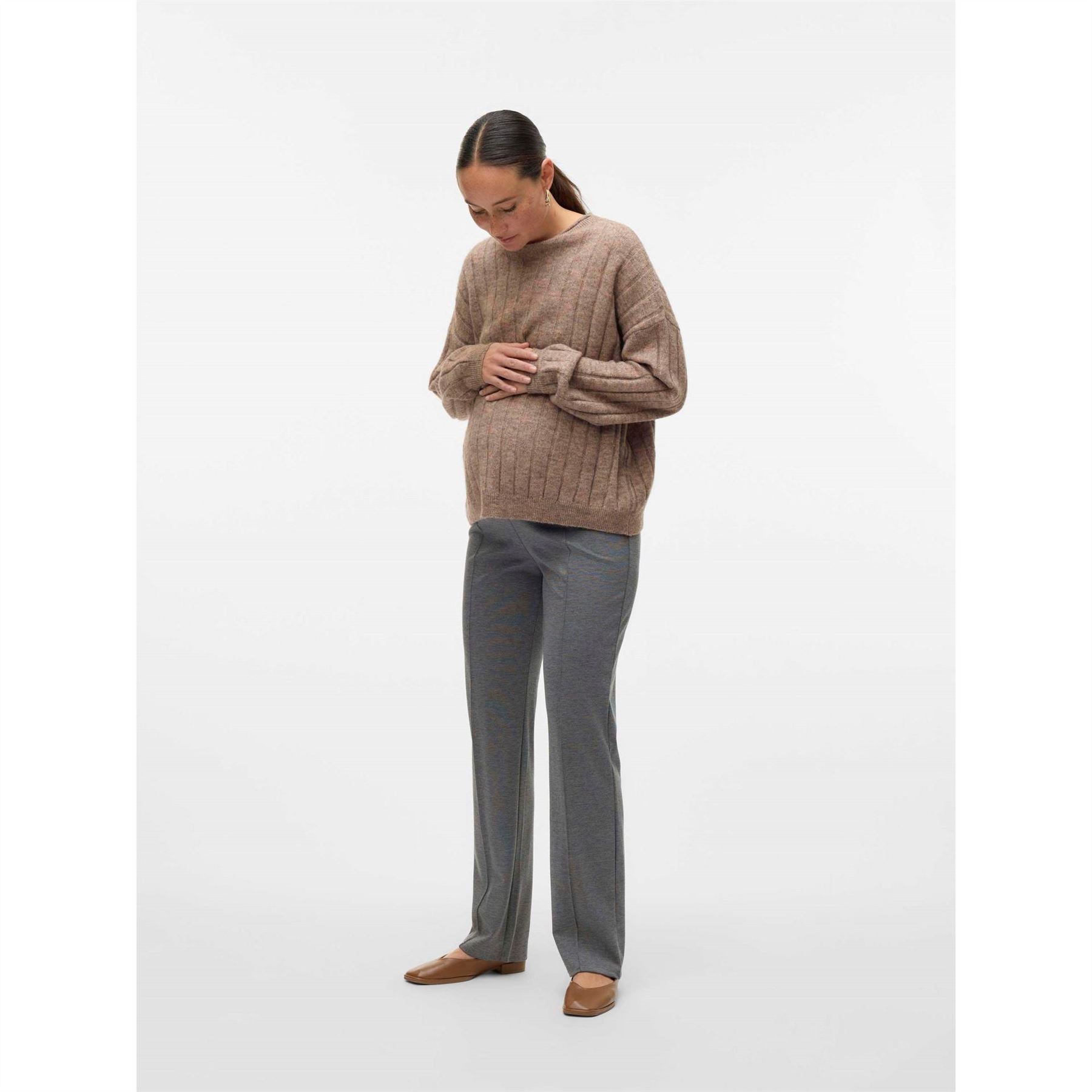 Mamalicious Mlchrissy Solid Patterned Straight Sweatpants