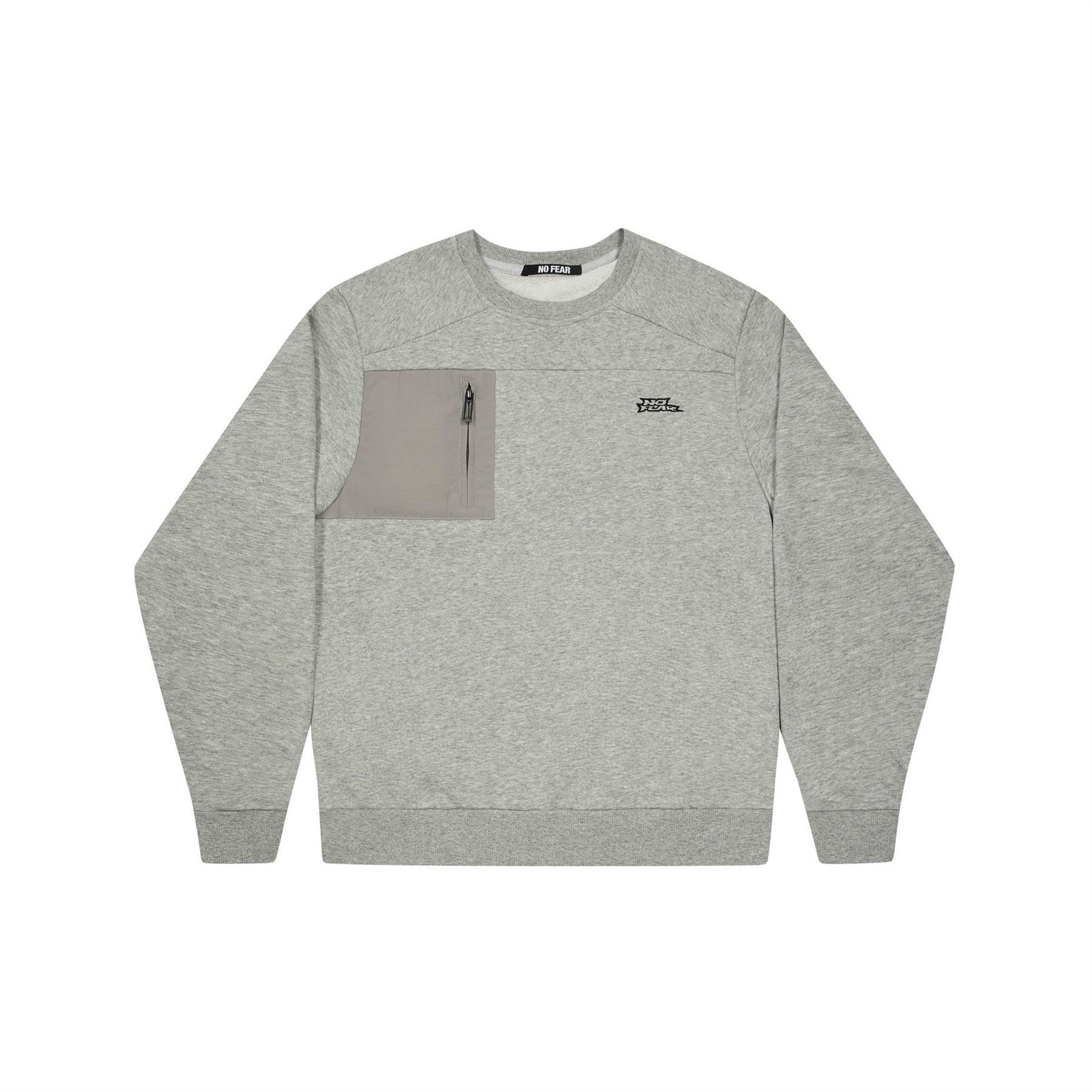 No Fear Crew Neck Long Sleeve Sweatshirt with Chest Pocket