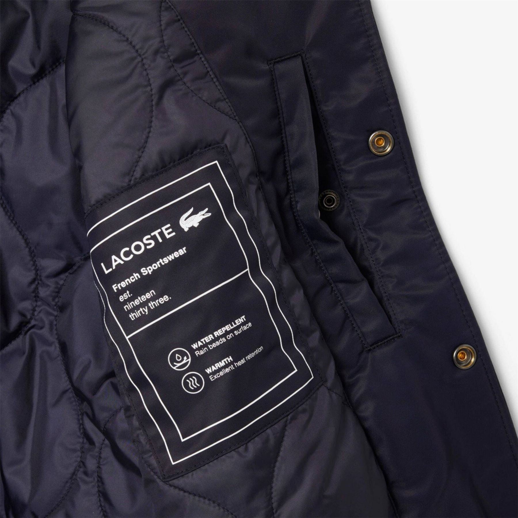 Lacoste Badge Water Repellent Ribbed Cuff Nylon Bomber Jacket