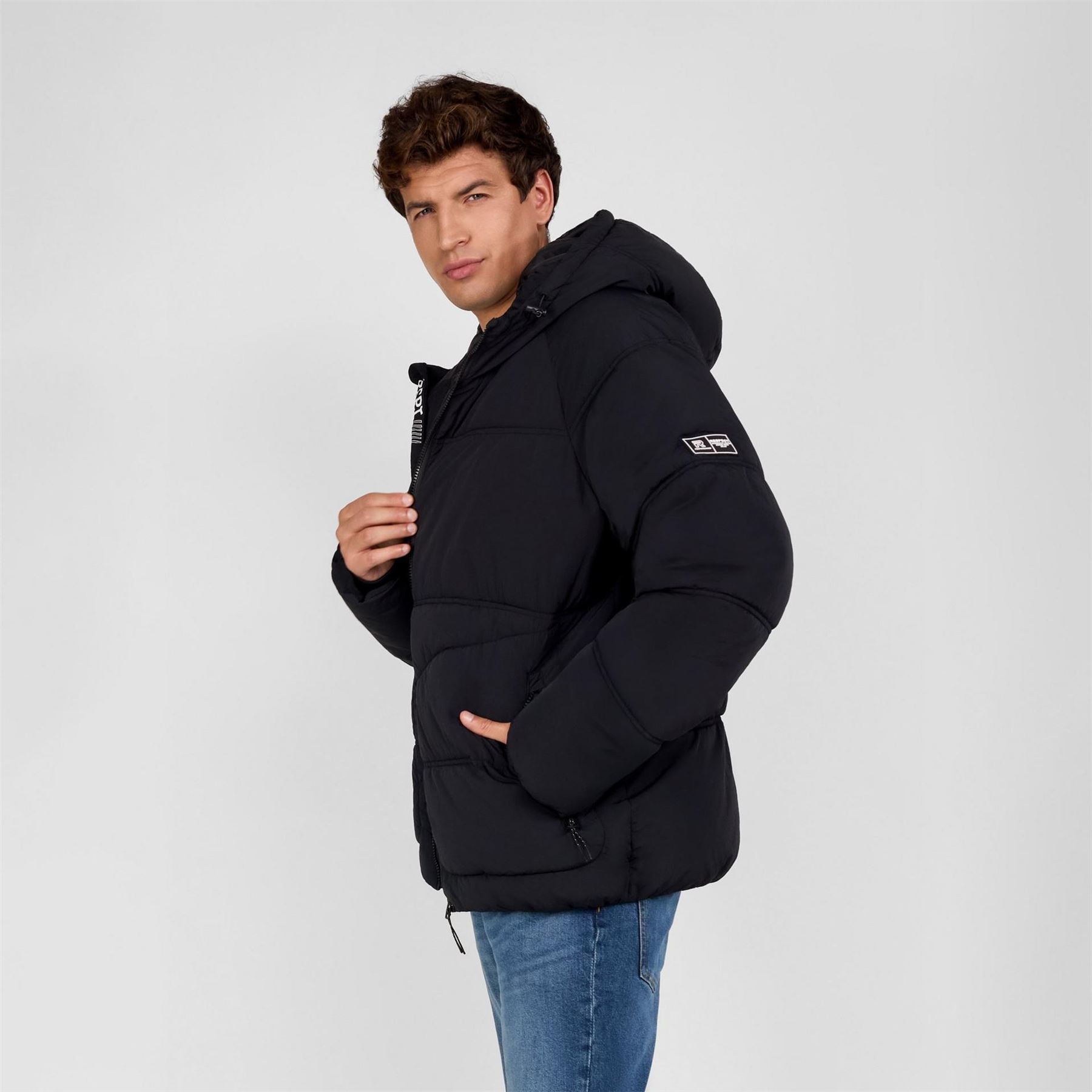 Minoti Boys Quilted Jacket With Hood And Zip Pockets Black