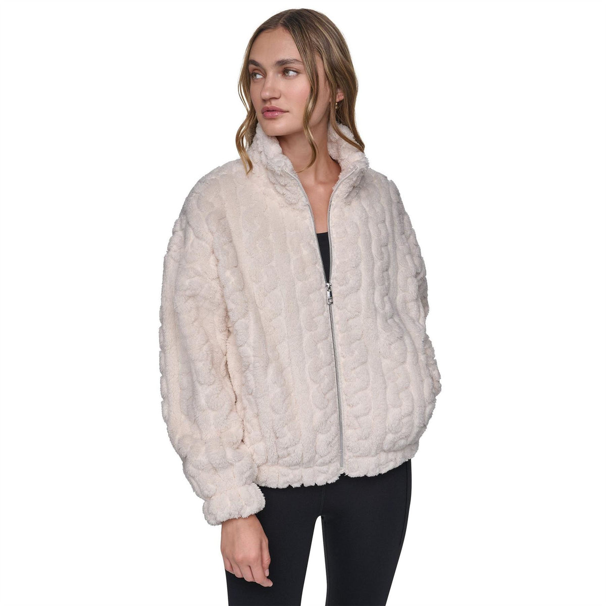 DKNY Cable Sport Full Zip Sherpa Jacket
