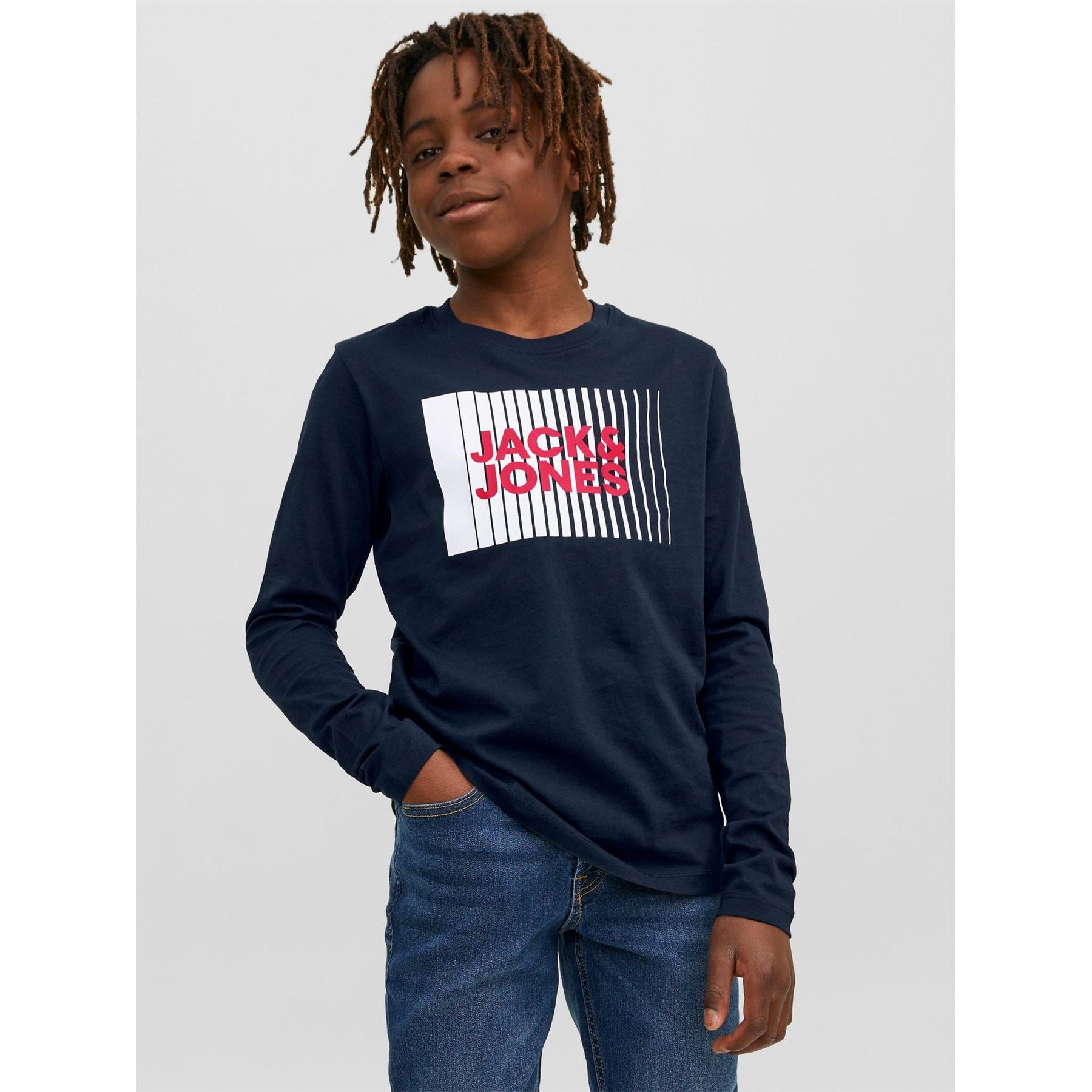 Jack and Jones Junior And Junior Logo Long Sleeve Regular Fit T-Shirt