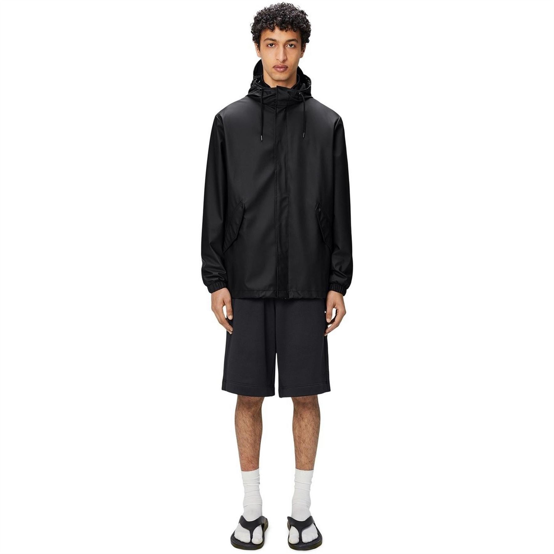 Rains Hooded Fishtail Solid Patterned Rain Jacket