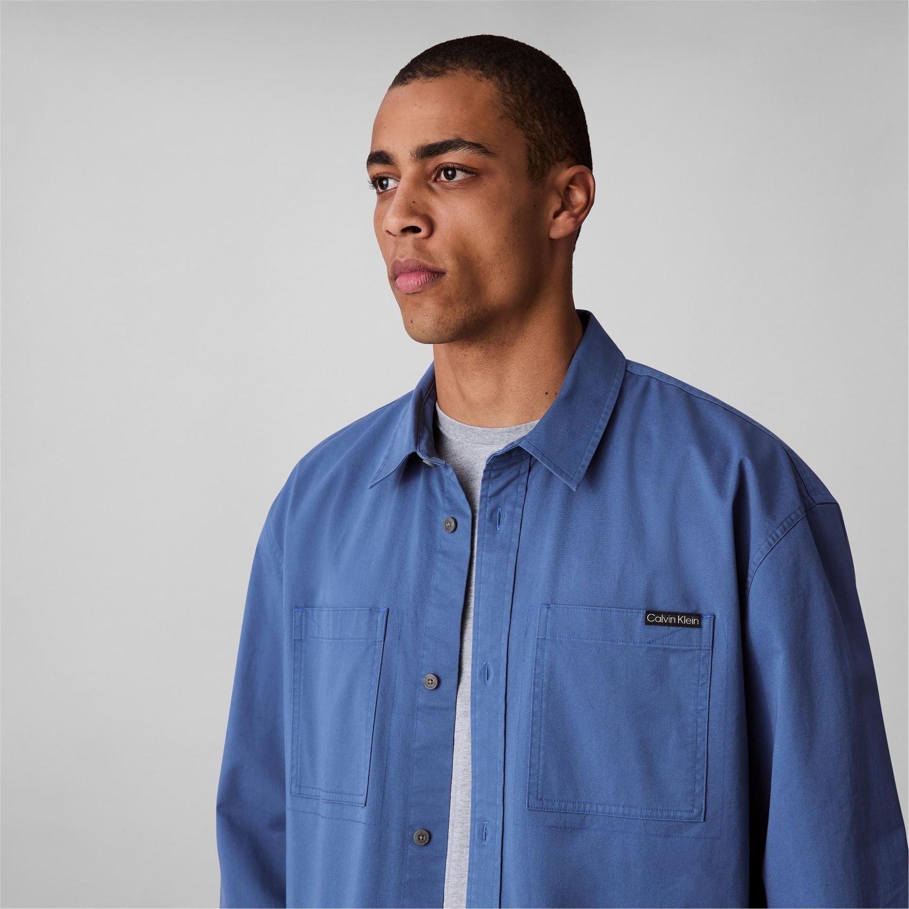 Calvin Klein Jeans Relaxed Chambray Cotton Long Sleeve Oversized Fit Overshirt