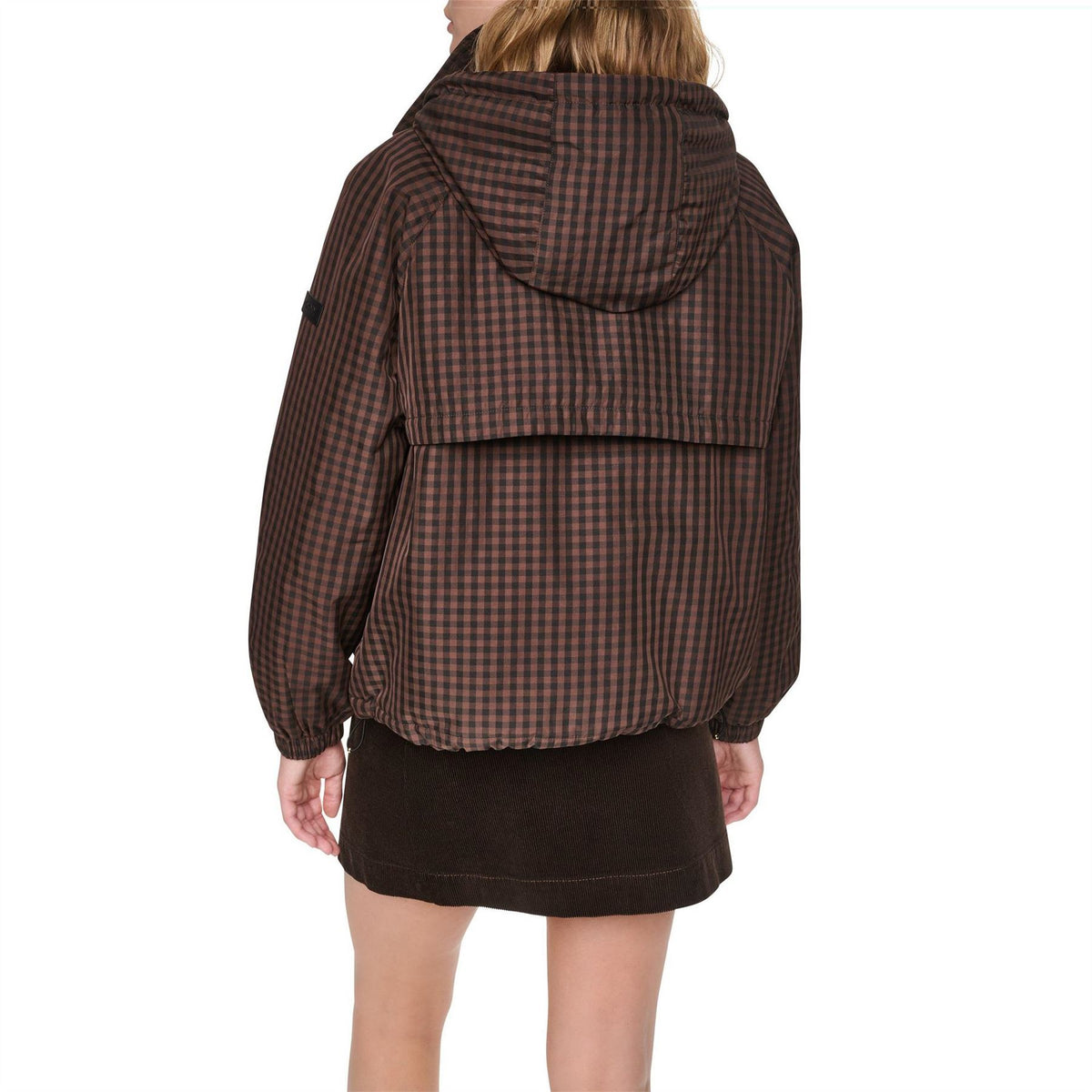 DKNY Andrea Check Water Resistant Rain Jacket