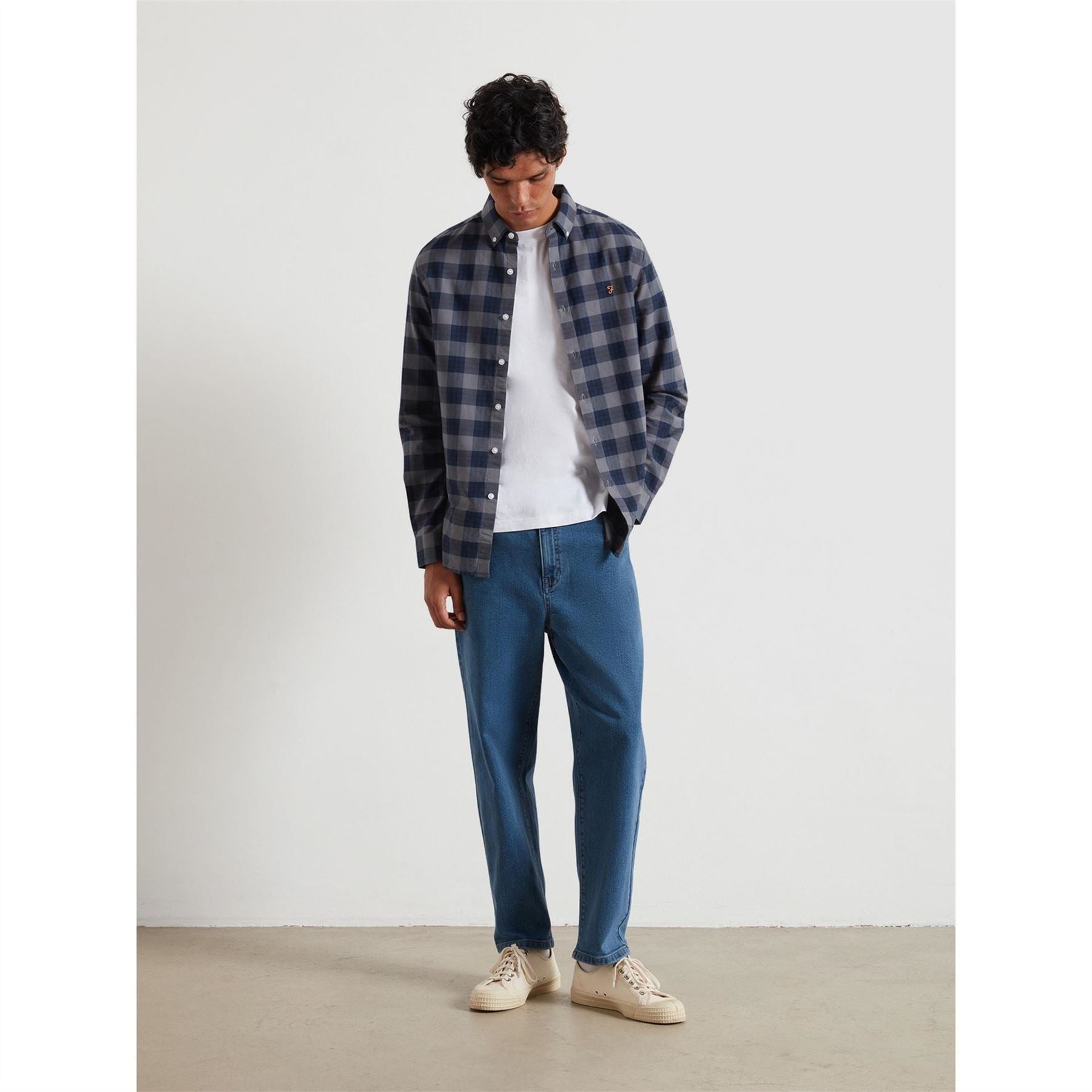 Farah Brewer Orgchck Long Sleeve Patterned Shirt