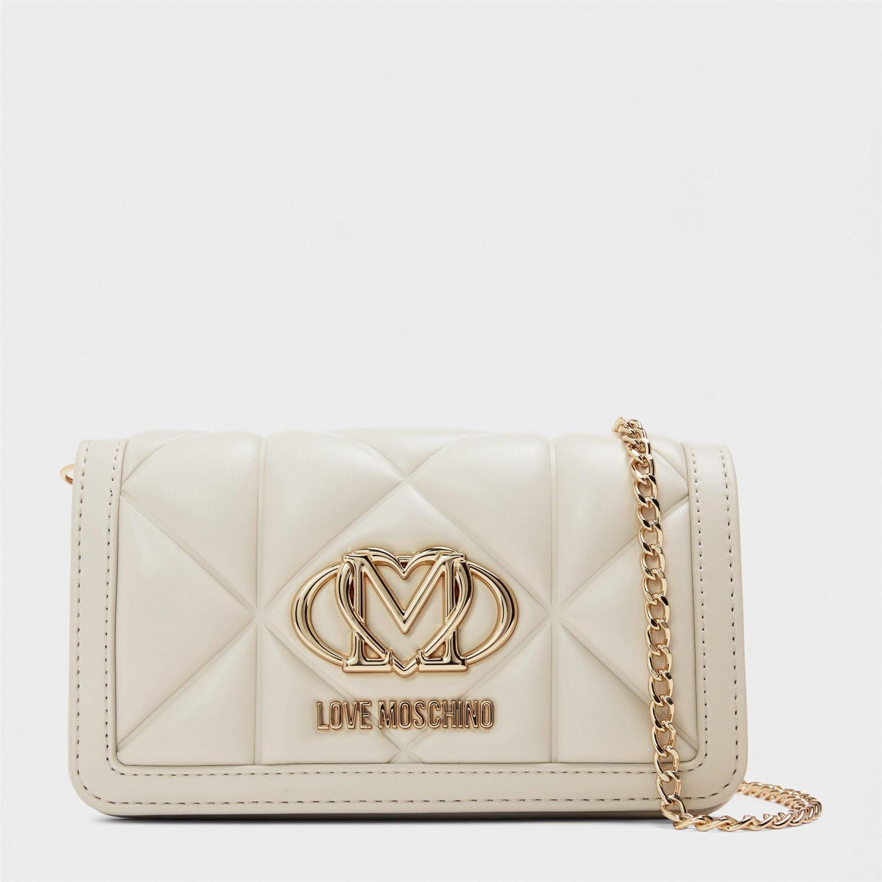 Love Moschino Geometric Patterned Quilt Wallet on Chain Clutch