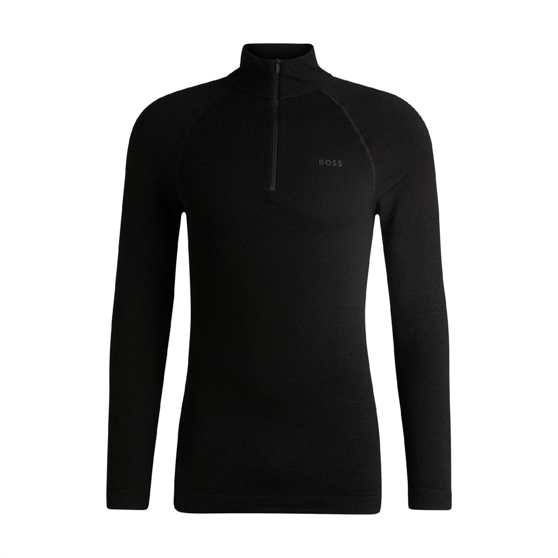 Boss Slim Fit Zip Neck Raglan Sleeve Athletic Top