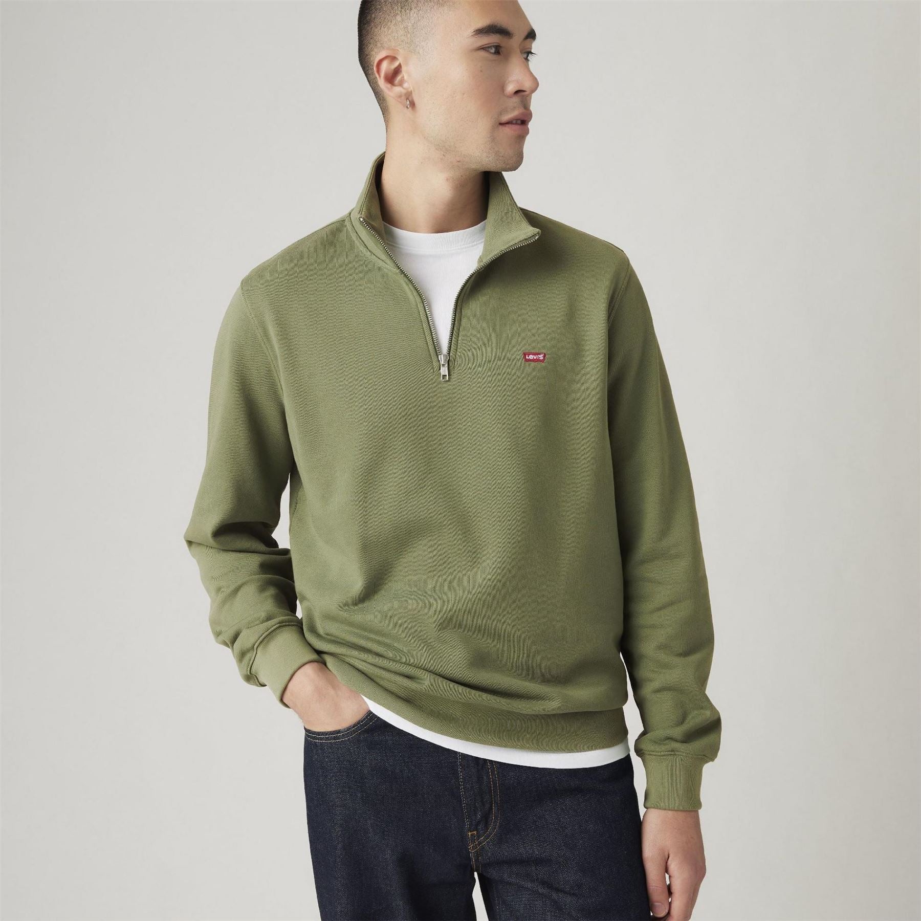 Levis Original Hm Quarter Zip Moss Olive