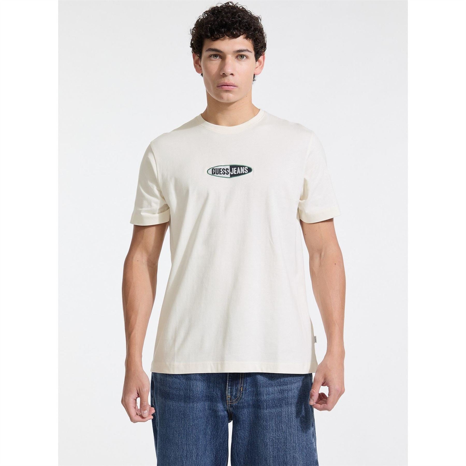 Guess Regular Fit Logo Print Crew Neck T-Shirt